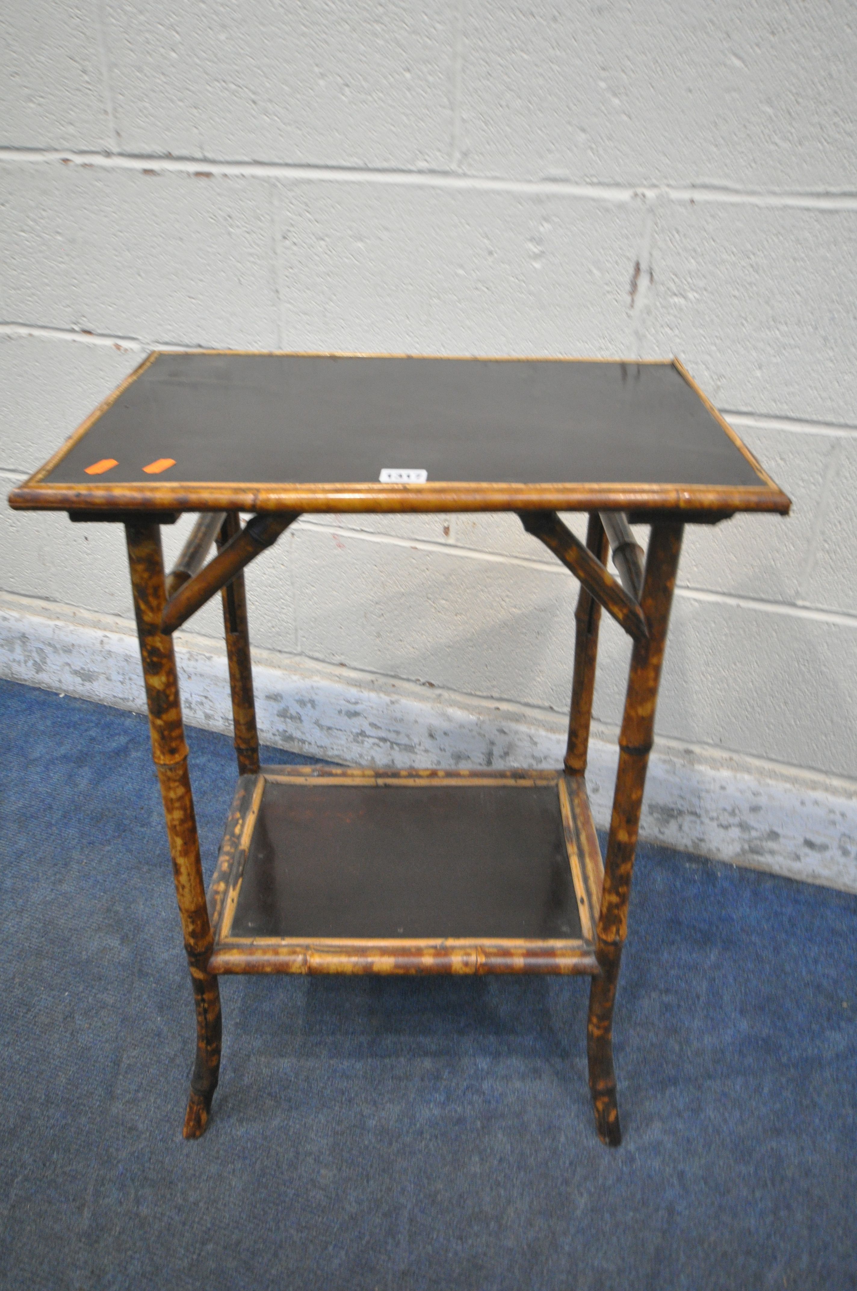 A BAMBOO OCCASIONAL TABLE, with an ebonised top, width 53cm x depth 37cm x height 72cm (condition - Image 2 of 3