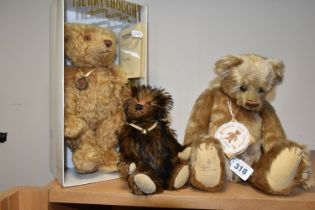 THREE TEDDY BEARS, comprising a Gund 'Bruin' by Rosalie Frischmann from Barton's Creek Collection,