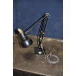 A HERBERT TERRY AND SONS ANGLEPOISE LAMP in black (PAT fail due to uninsulated plug but working)