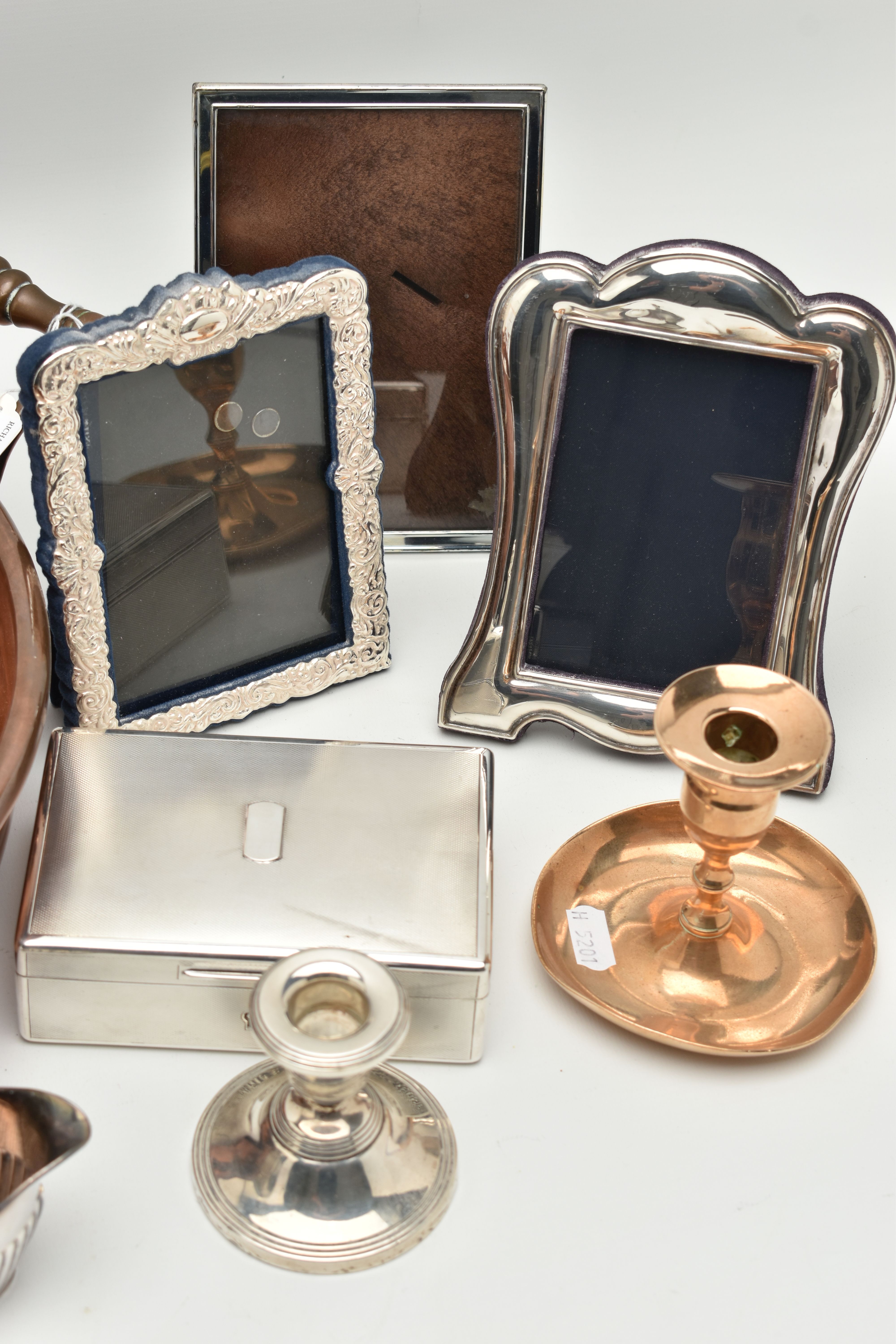 SILVER ITEMS AND A COPPER BOWL, to include a silver cigarette box, engine turned pattern with vacant - Image 5 of 6