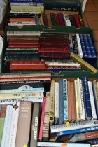THREE BOXES OF BOOKS containing over 110 miscellaneous titles in hardback and paperback formats,