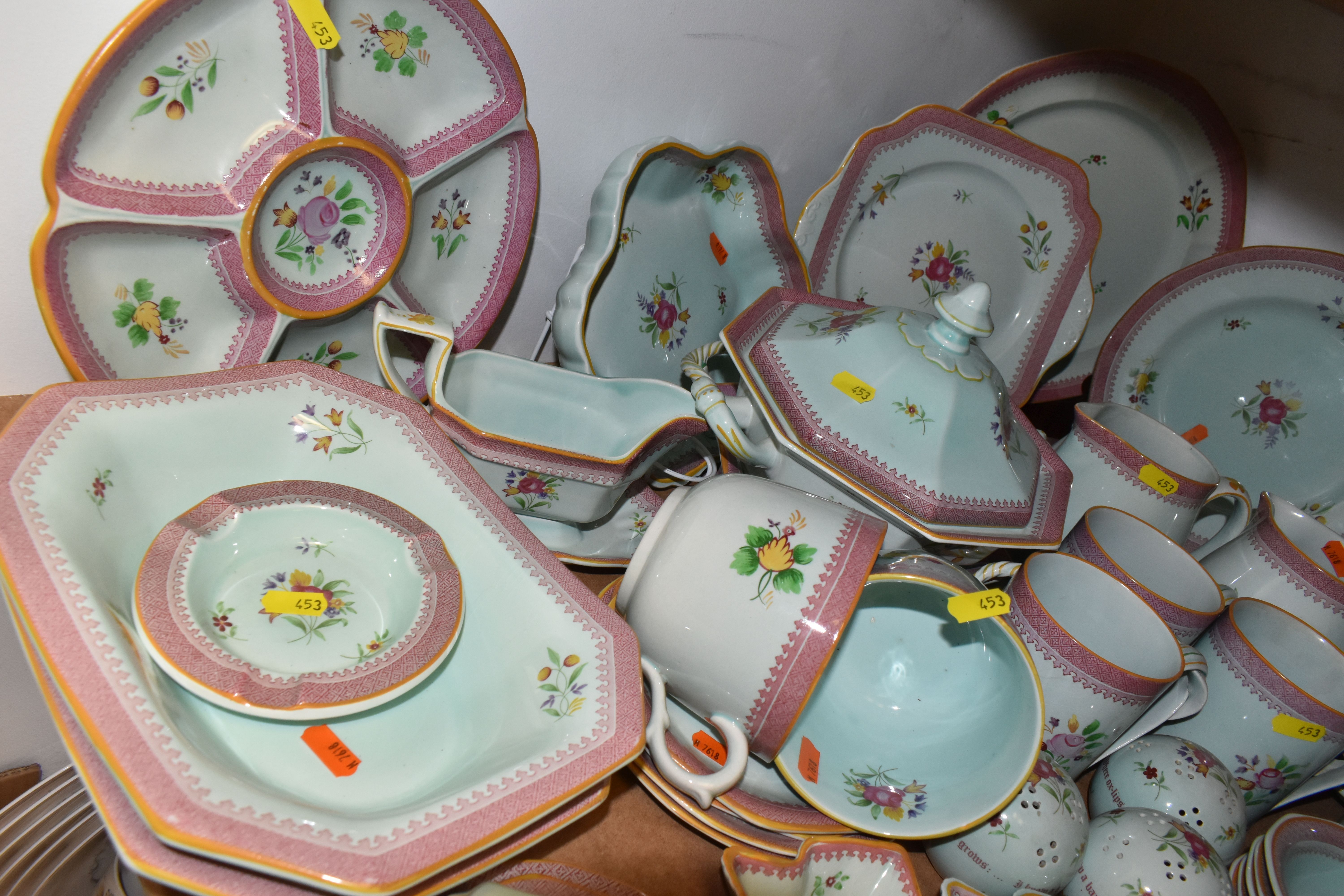 A LARGE ADAMS TEA AND DINNER SET IN HAND-PAINTED 'CALYX WARE' PATTERN to include coffee cups, - Image 2 of 6