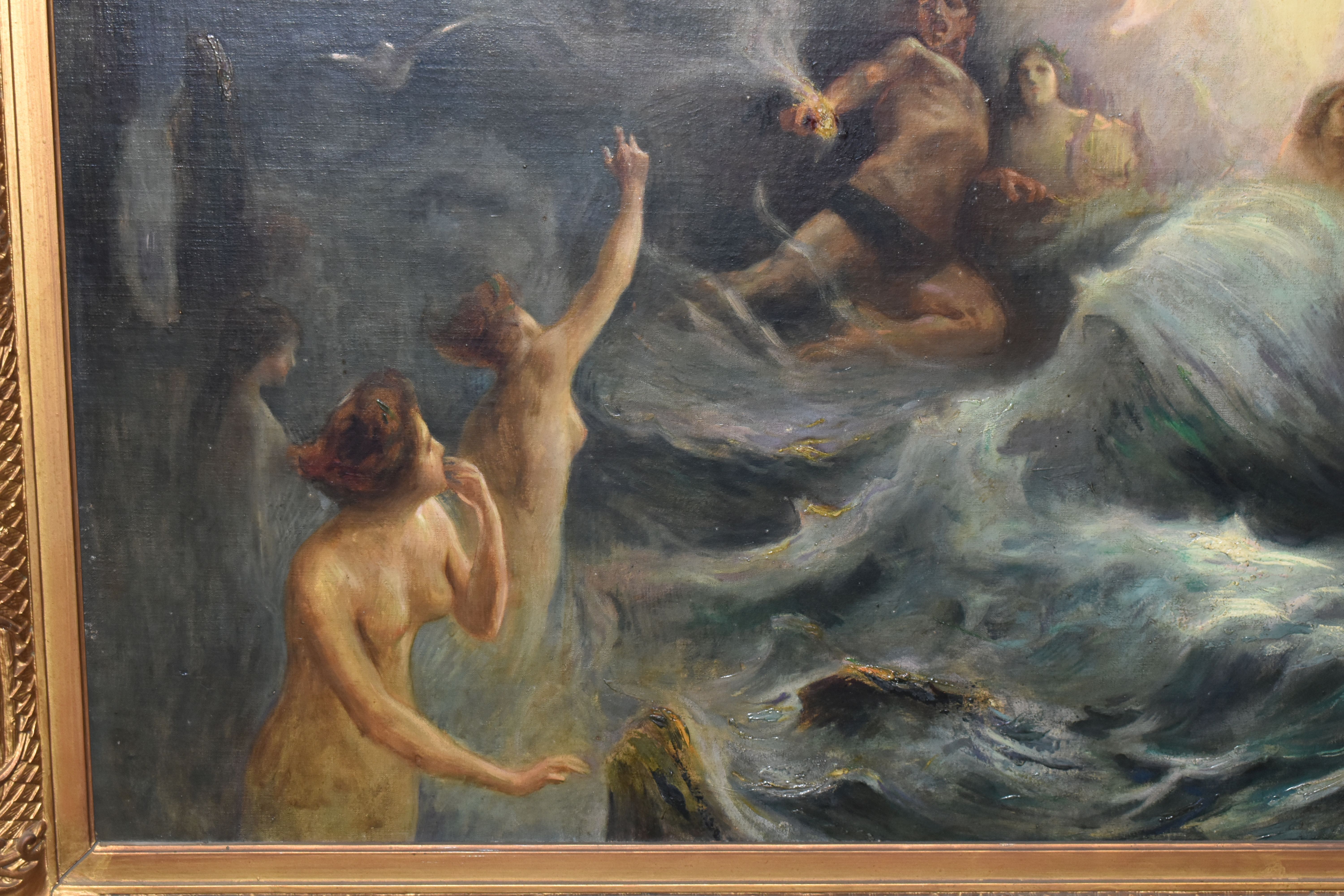 AFTER SIMONDY, THE TRIUMPH OF APHRODITE, mythical stormy seascape with horses, nymphs, seagulls - Image 5 of 23