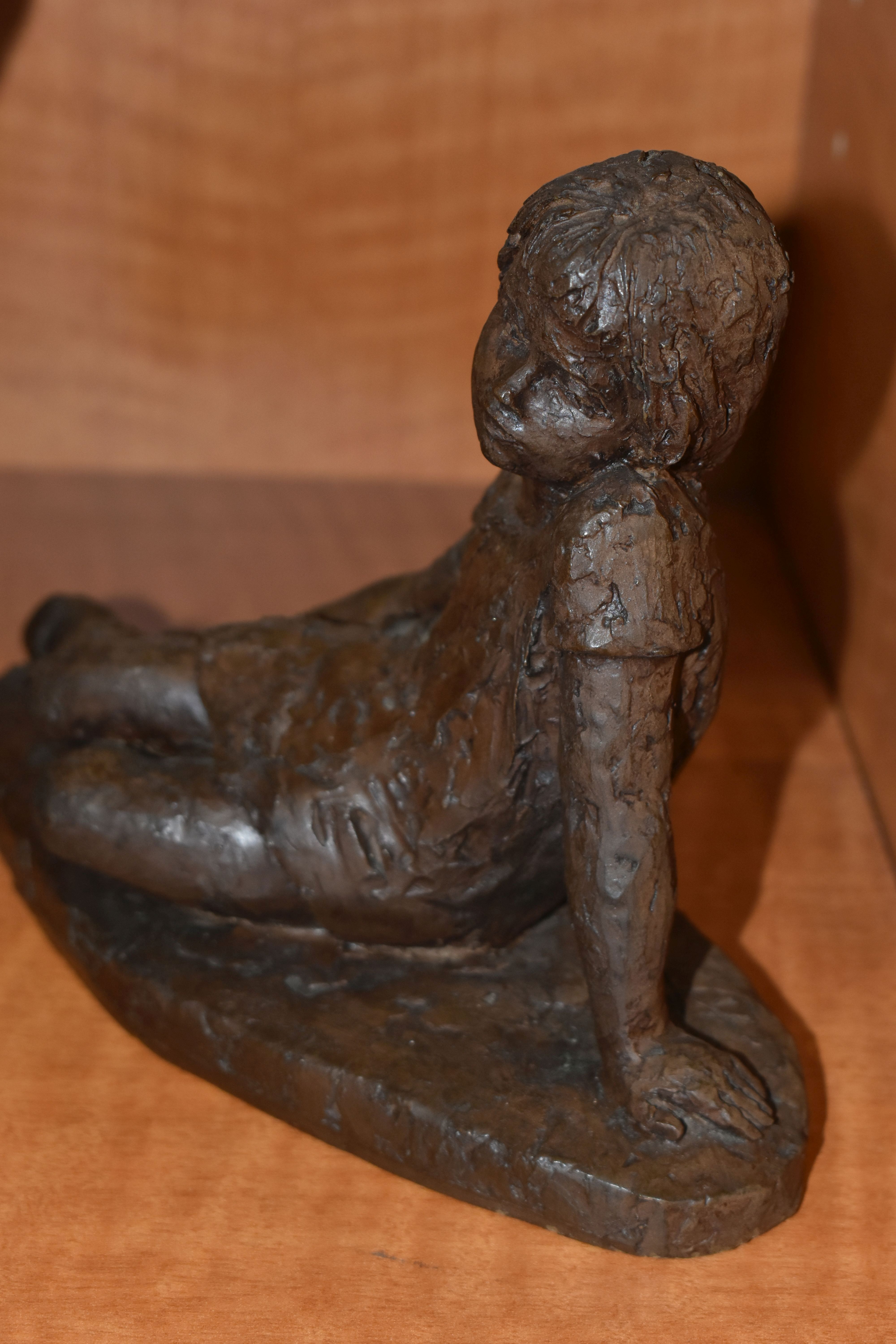 A BRONZED RESIN MODEL OF A SCANTILY CLAD SEATED CLASSICAL FEMALE AND TWO KARIN JONZEN BRONZED - Image 11 of 15