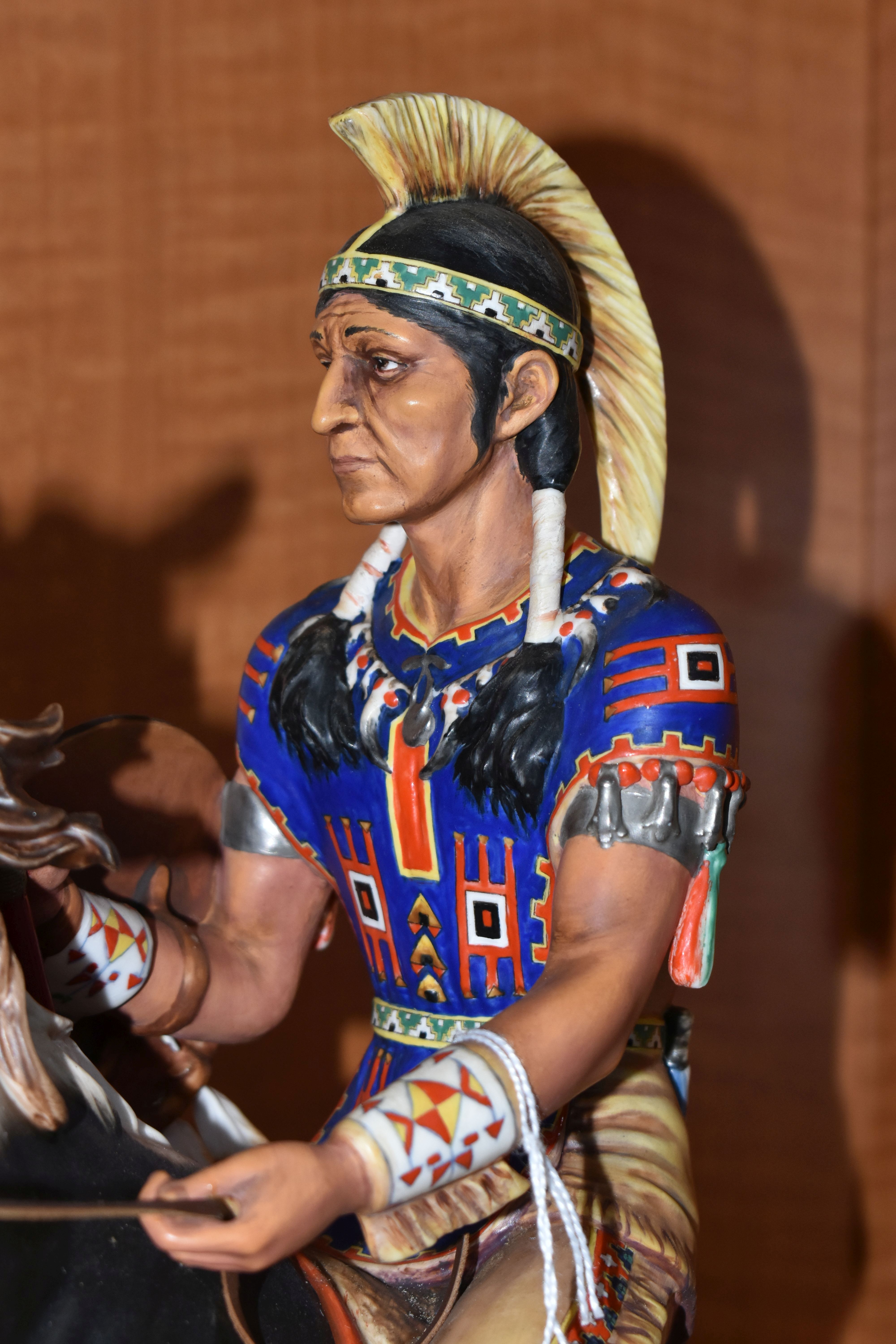 A ROYAL DOULTON LIMITED EDITION EQUESTRIAN FIGURE 'INDIAN BRAVE', HN2376, no.291/500, with a - Image 3 of 12