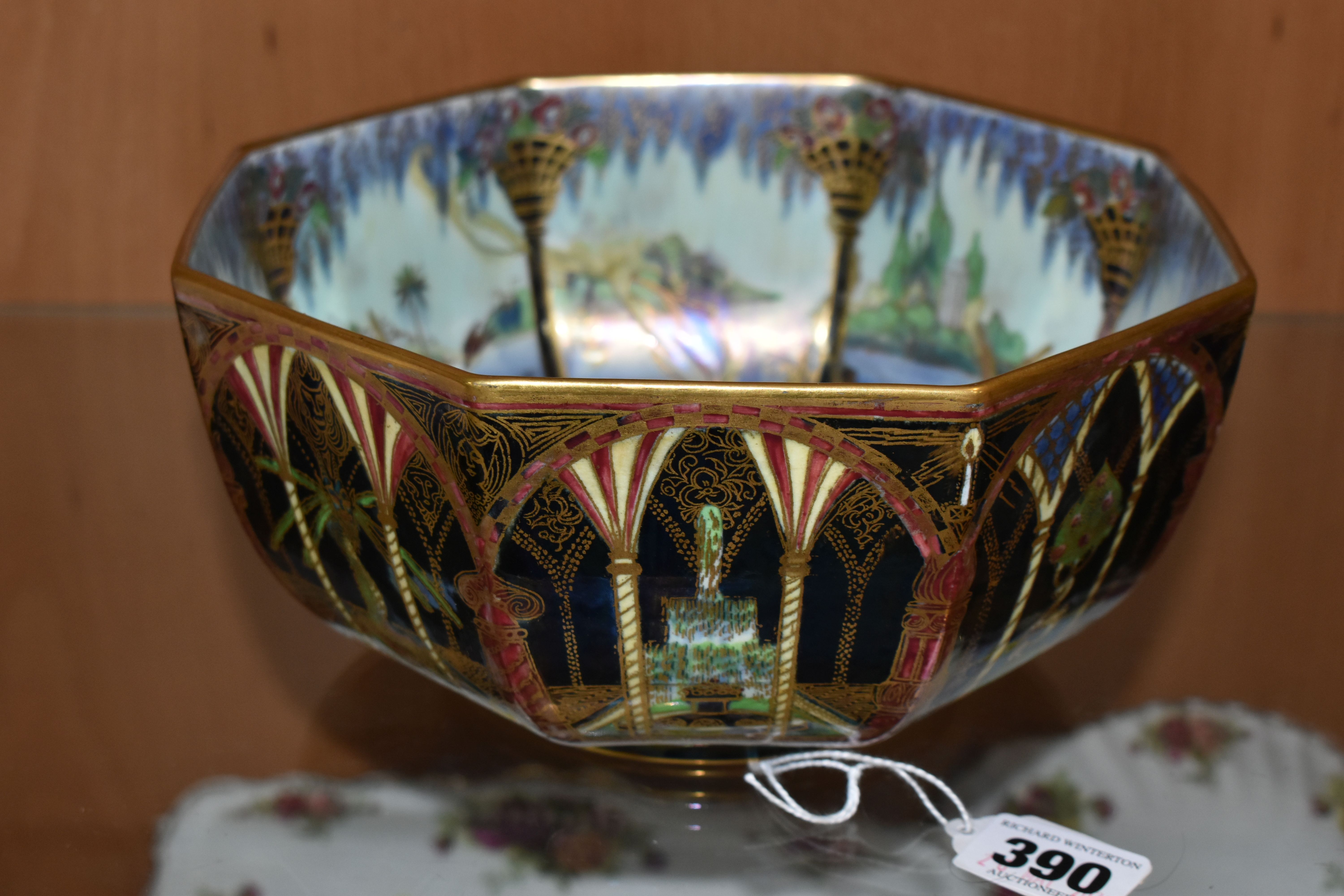 A WEDGWOOD FAIRYLAND LUSTRE OCTAGONAL SHAPED BOWL, an early 20th century Wedgwood Fairyland Lustre