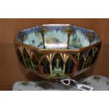 A WEDGWOOD FAIRYLAND LUSTRE OCTAGONAL SHAPED BOWL, an early 20th century Wedgwood Fairyland Lustre