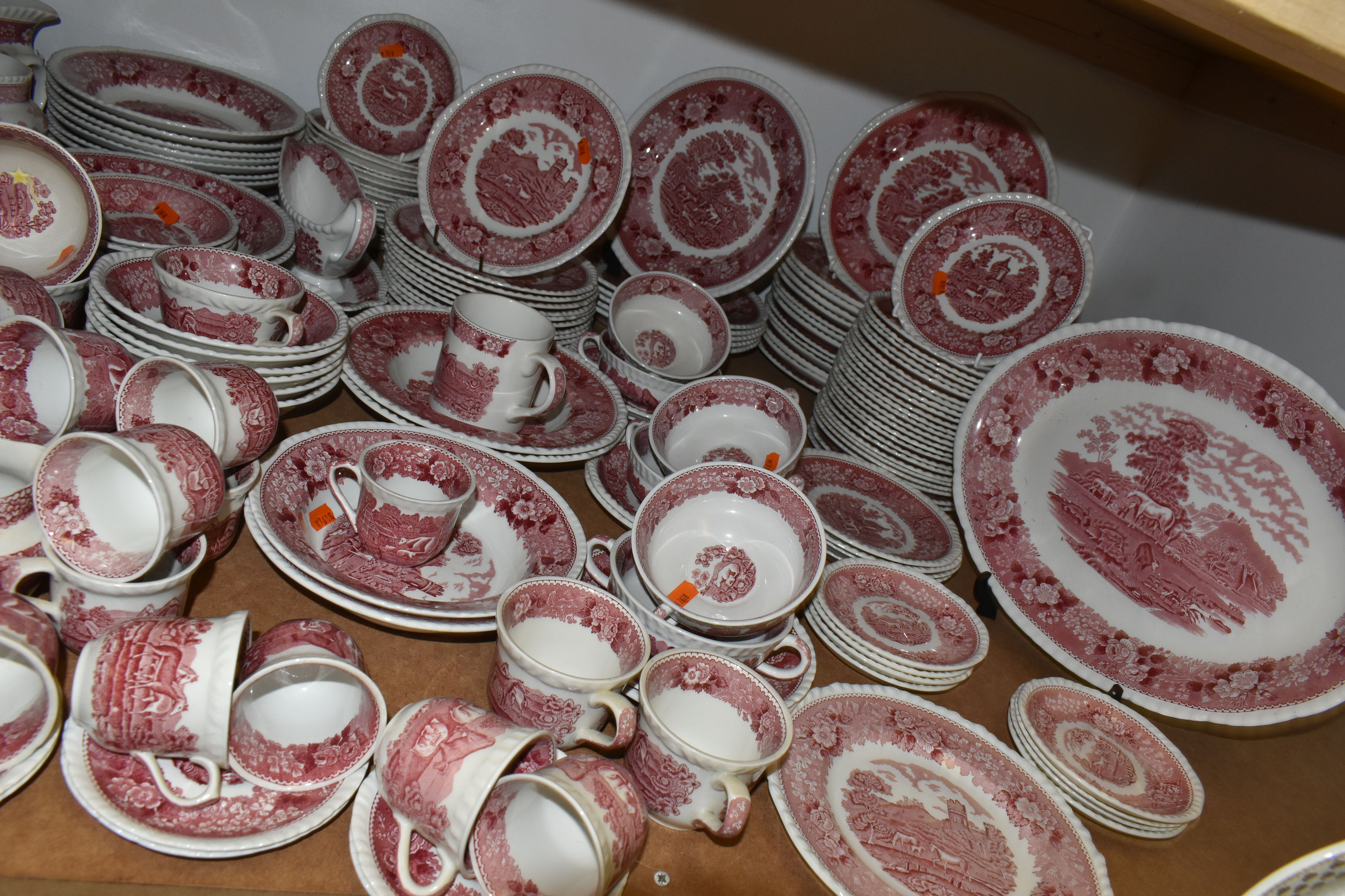 A LARGE COLLECTION OF 'ADAMS' DINNERWARE, red 'English Scenic' pattern including coffee cups, - Image 2 of 8