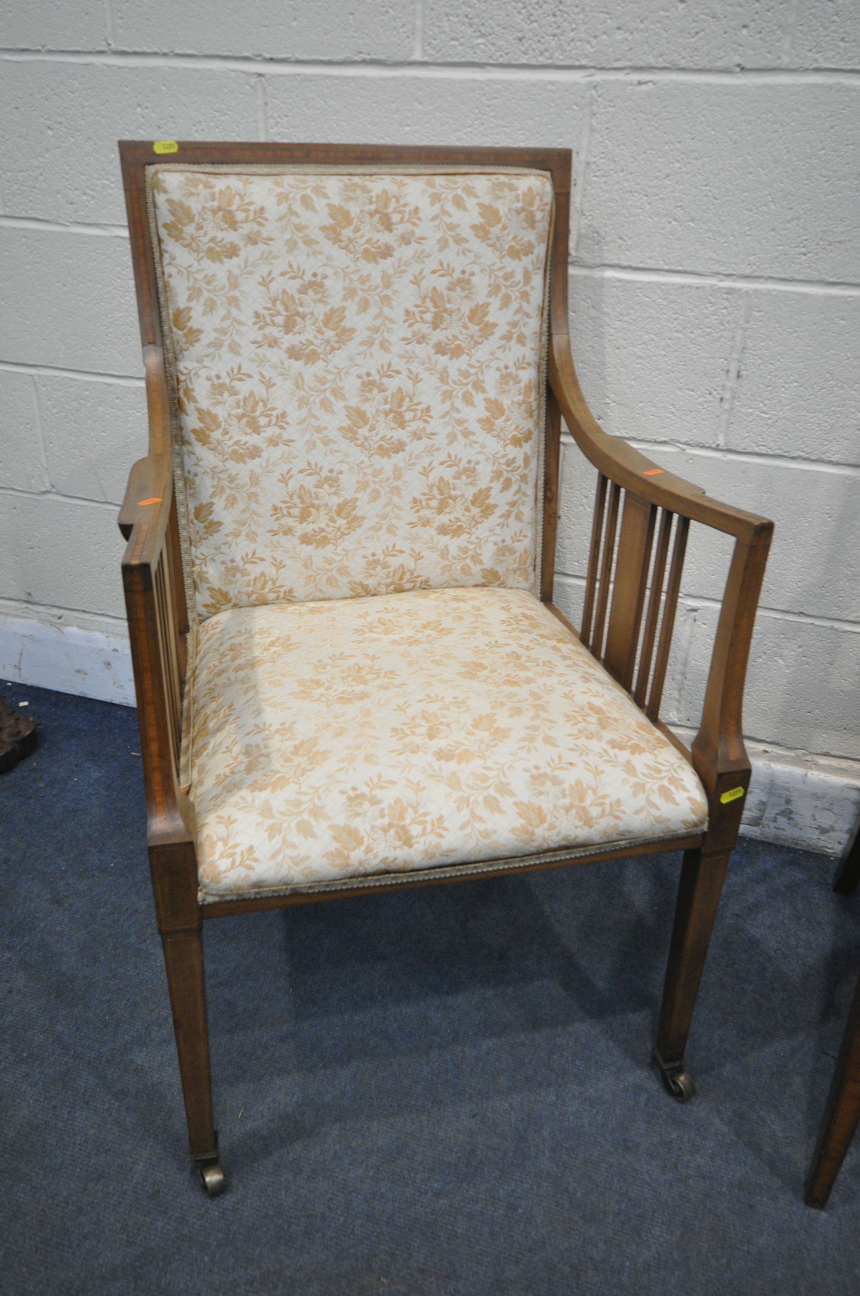 FOUR VARIOUS EDWARDIAN ELBOW CHAIRS, to include a pair of chairs (condition report: all marks and - Image 3 of 5