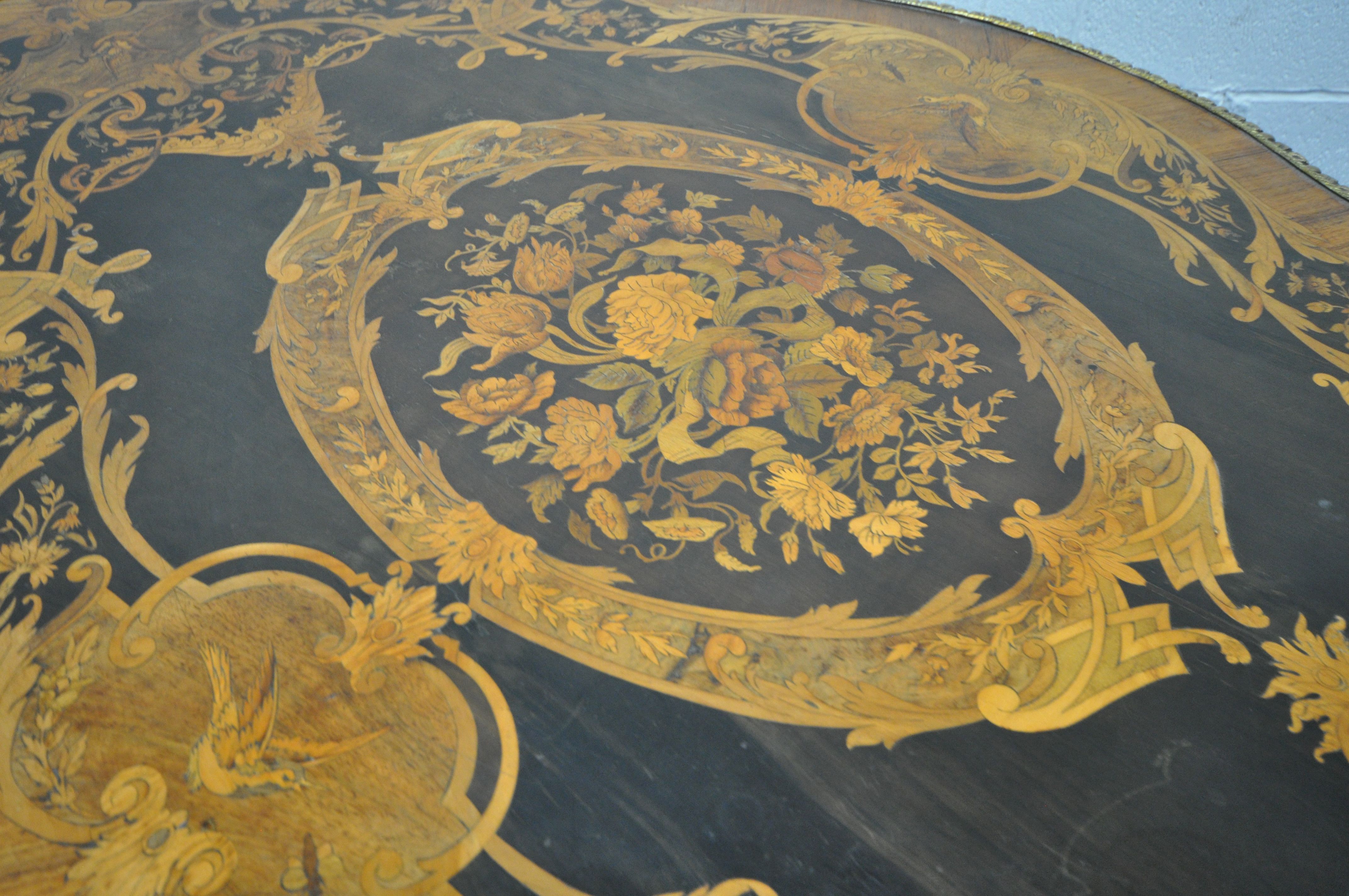 A LOUIS XVI STYLE KINGWOOD, EBONY AND MARQUETRY INLAID CENTRE TABLE, late 19th century, the and - Image 3 of 9