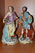 A PAIR OF 19TH CENTURY CONTINENTAL PORCELAIN FIGURES OF POSEIDEN AND AMPHITRITE, both modelled as