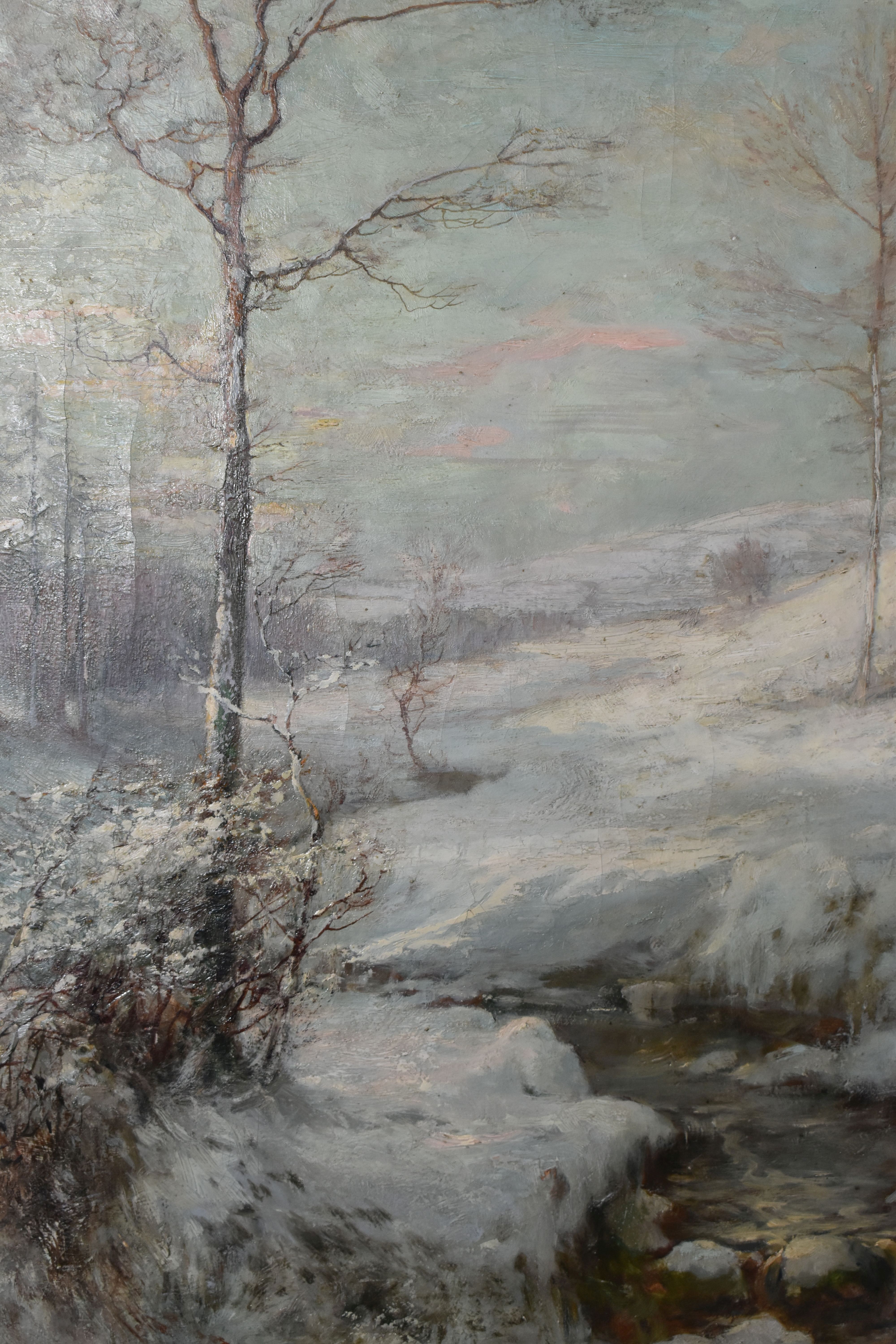 AUSTIN WINTERBOTTOM (1860-1919) TWO WINTER LANDSCAPES, the first depicts a stream running through - Image 7 of 10