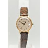 A LADIES 'TISSOT' WRISTWATCH, round gold tone dial signed 'Tissot Seastar', baton markers, date