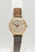 A LADIES 'TISSOT' WRISTWATCH, round gold tone dial signed 'Tissot Seastar', baton markers, date