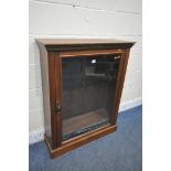 AN EDWARDIAN WALNUT SINGLE DOOR BOOKCASE, enclosing three adjustable shelves, width 83cm x depth