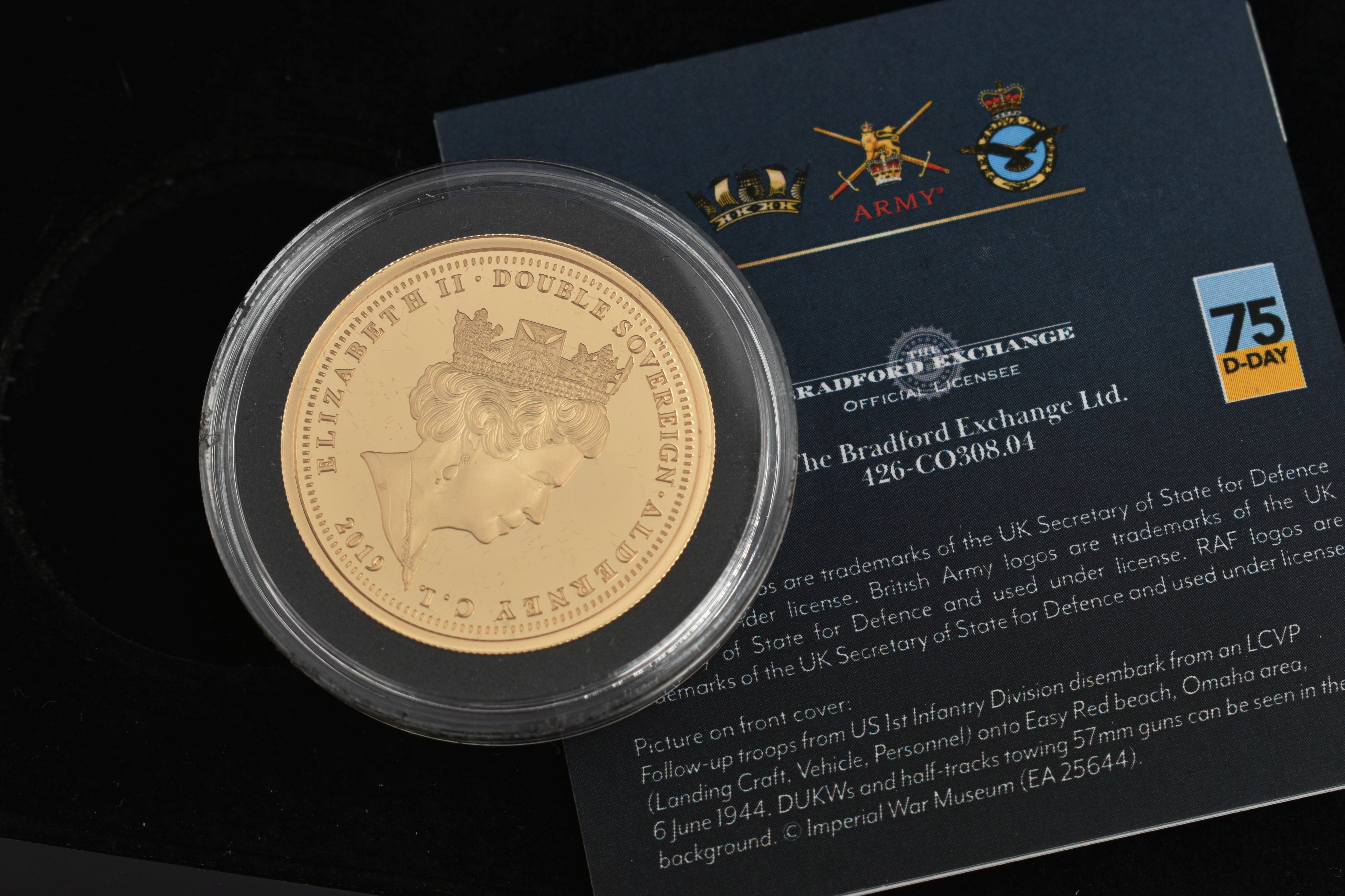 A D-DAY ANNIVERSARY GOLD DOUBLE SOVEREIGN 1944-2019, in case of issue 22ct Gold, 32mm diameter, 16 - Bild 3 aus 3