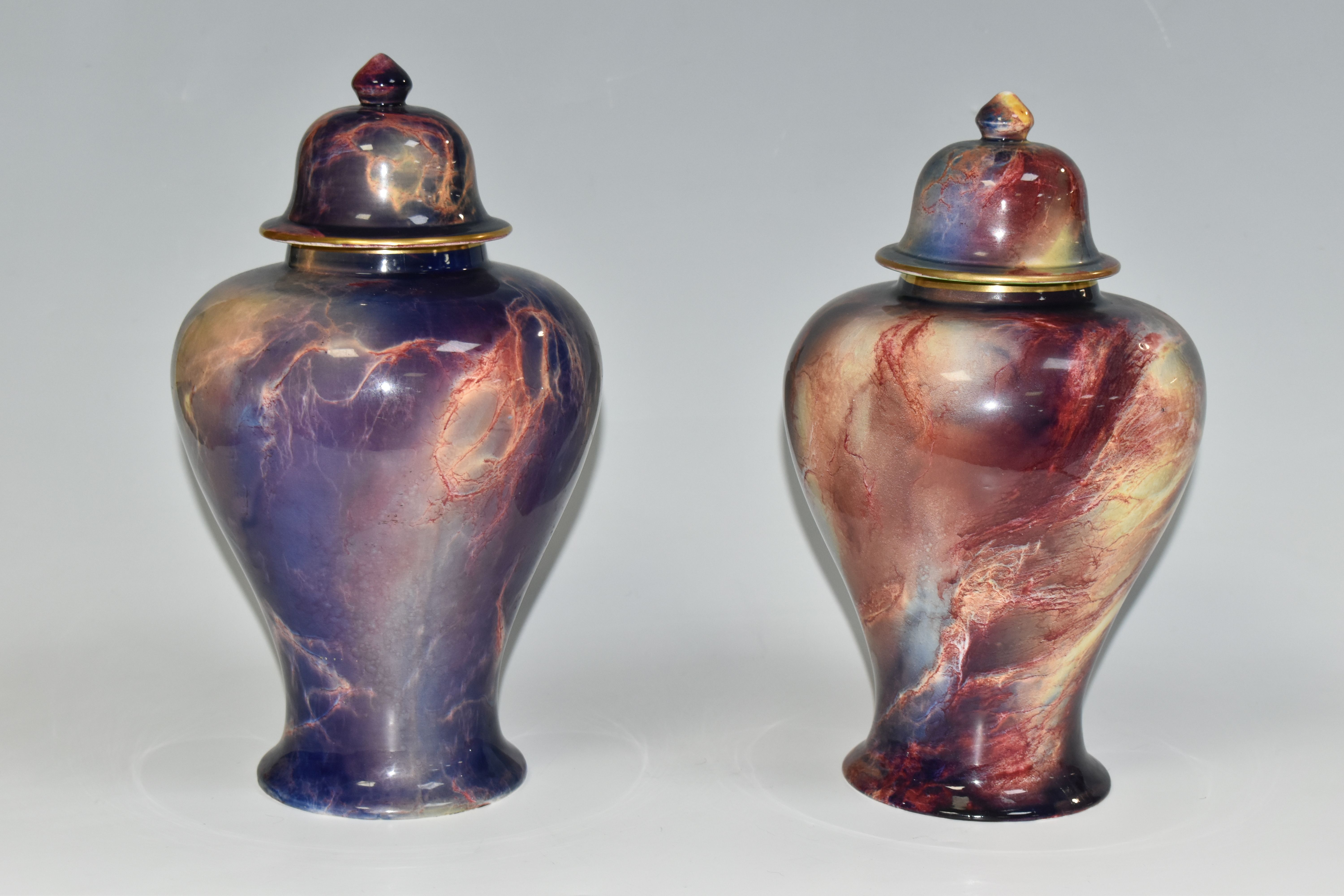 TWO WILKINSON'S ROYAL STAFFORDSHIRE ORIFLAMME COVERED GINGER JARS, of similar baluster form, with - Image 3 of 8