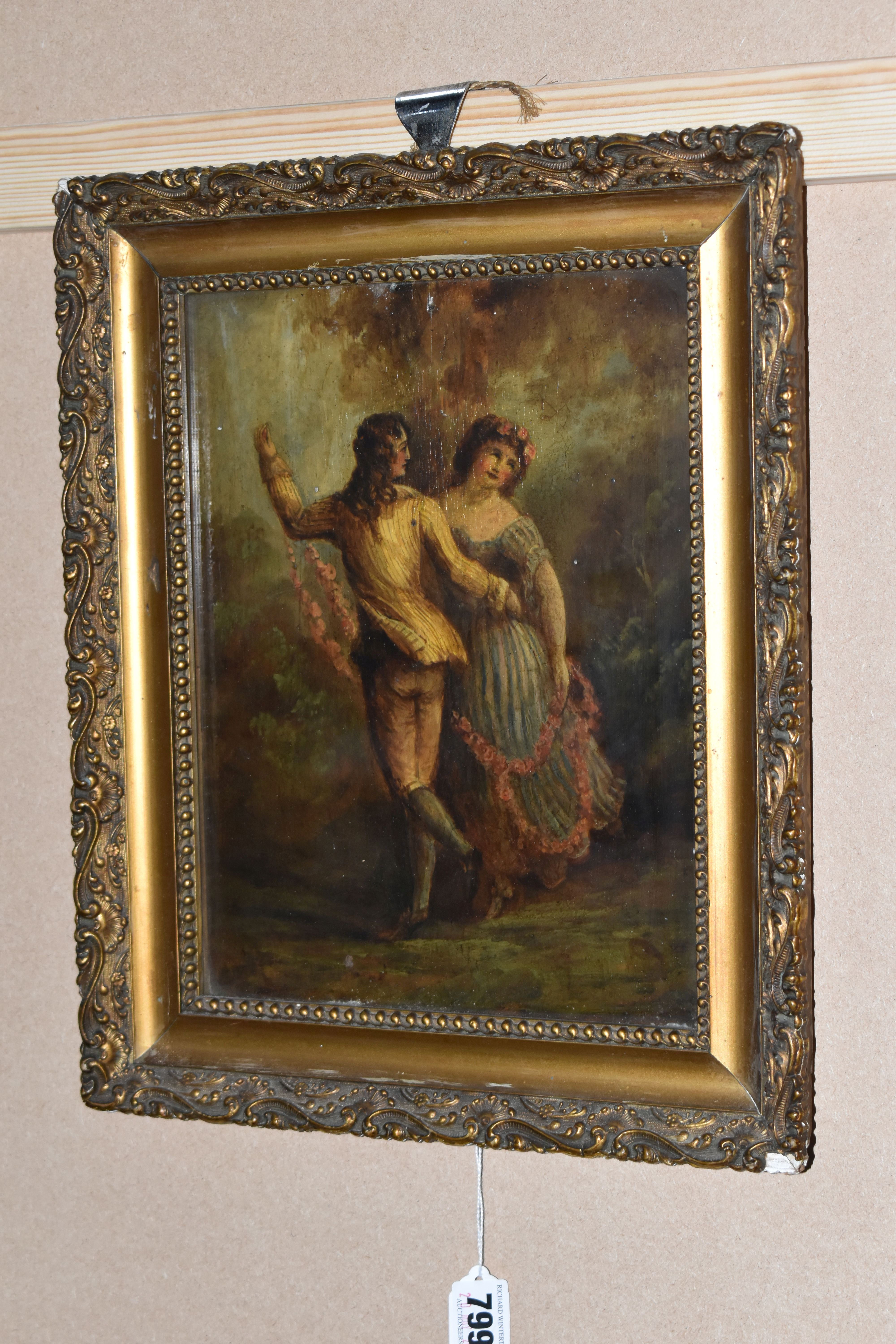 A 19TH CENTURY STUDY OF ROMANTIC DANCING FIGURES, he has one arm around her waist while holding a - Bild 2 aus 5