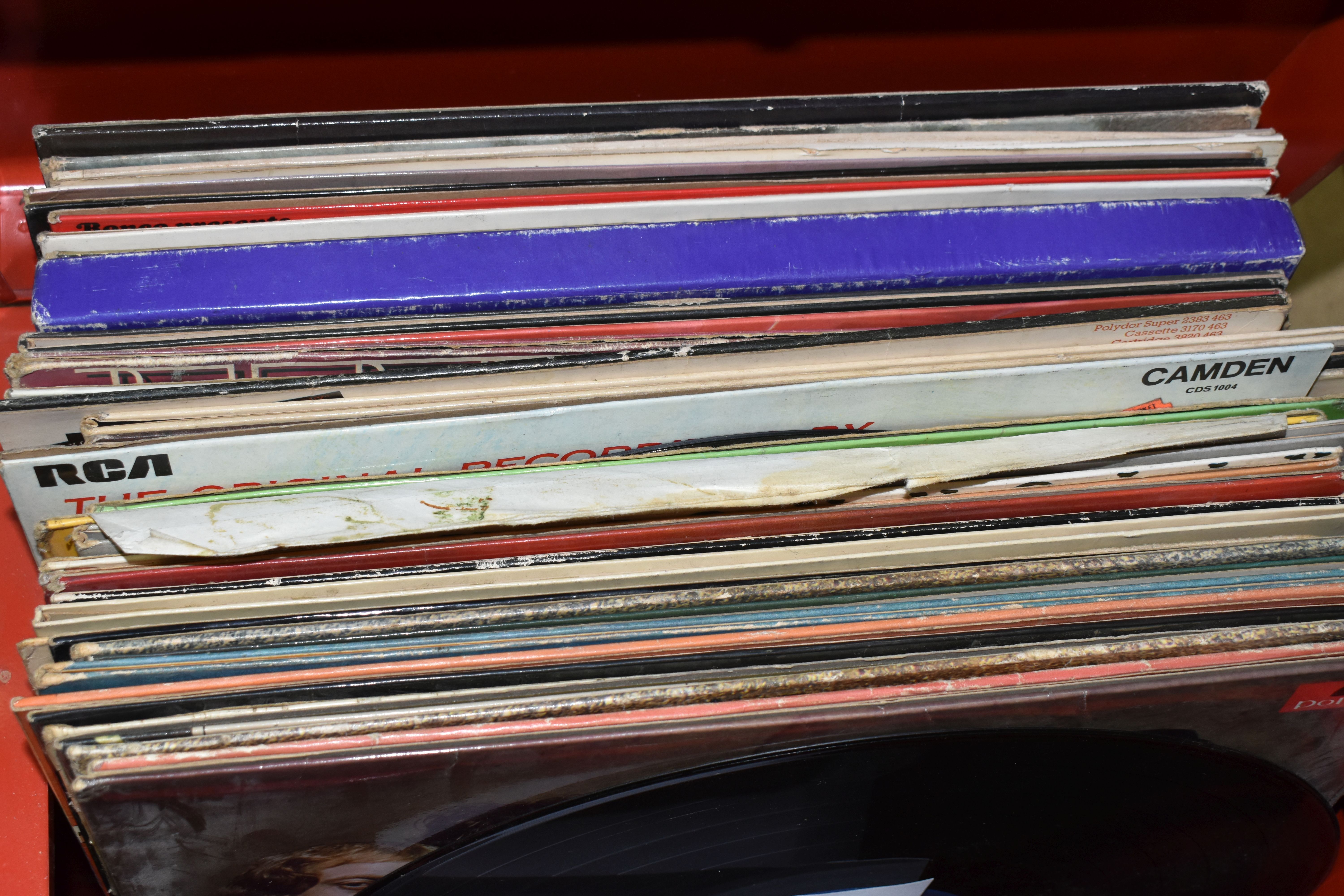 ONE BOX OF SINGLE 45RPM RECORDS AND A CASE OF L.P RECORDS, approximately seventy singles, artists - Image 2 of 4