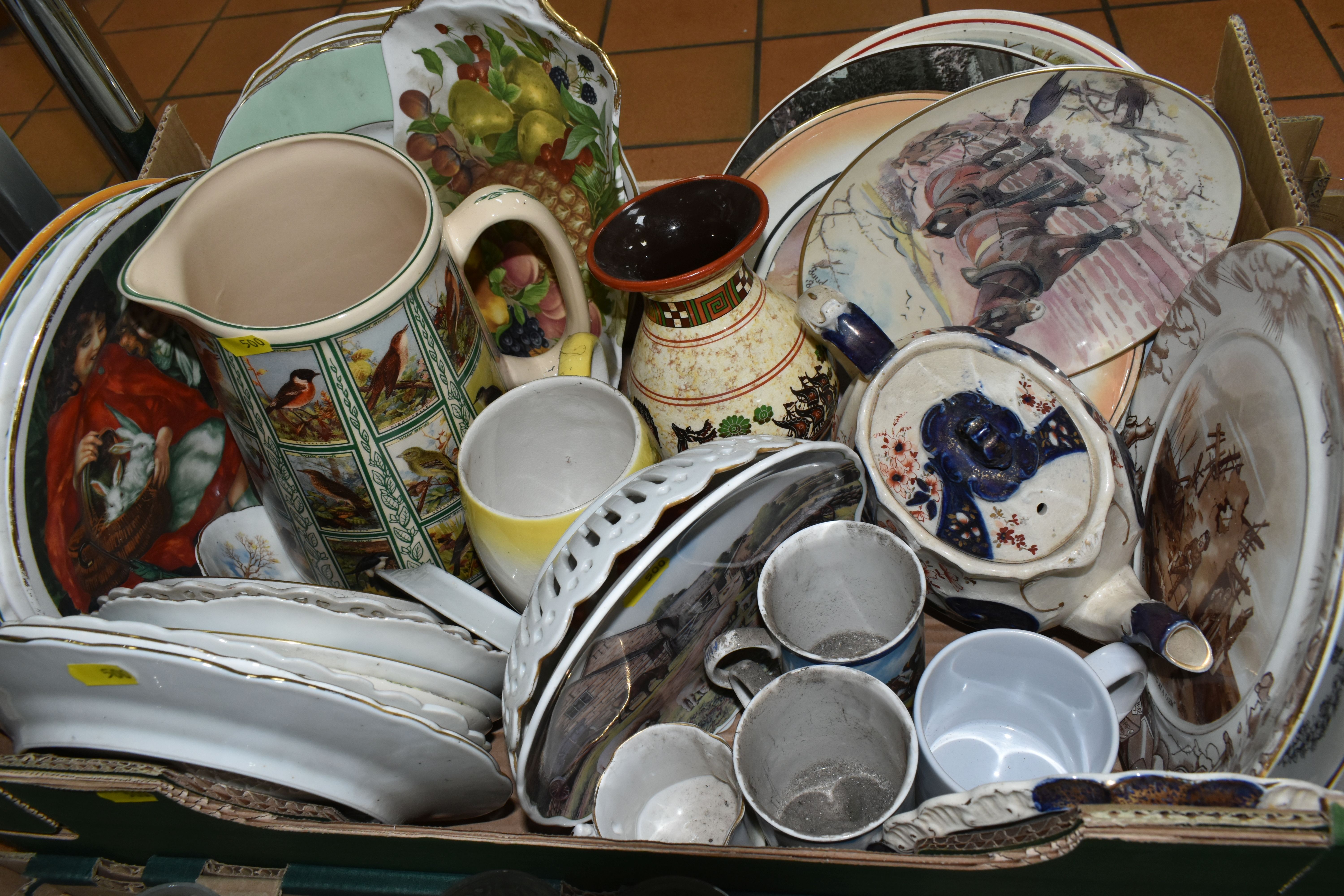 THREE BOXES OF GLASSWARE AND CERAMIC KITCHENWARE to include a variety of collectable plates from - Image 6 of 6