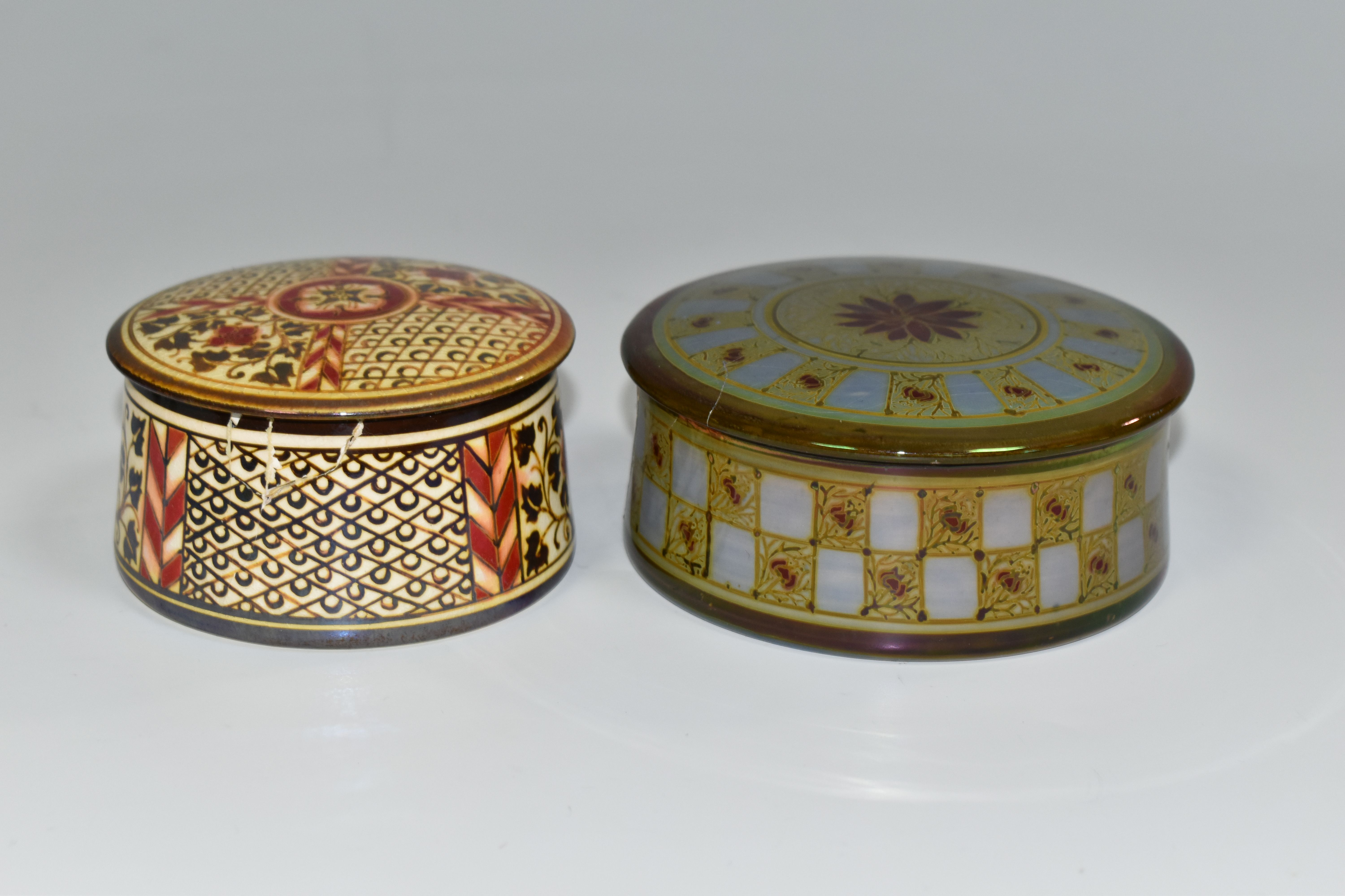 TWO PILKINGTON'S TRINKET BOXES, early twentieth century circular boxes with floral and foliate - Image 2 of 6