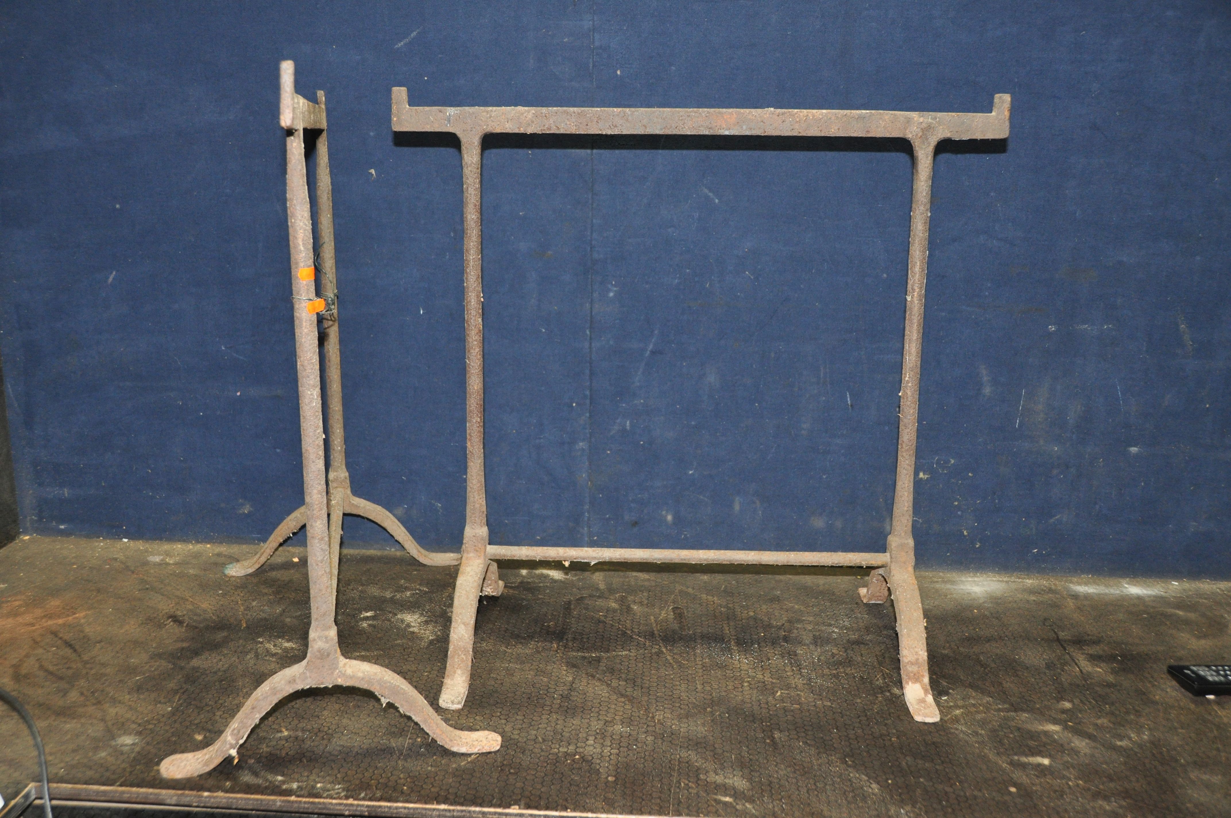 A PAIR OF VICTORIAN CAST IRON TABLE TRESTLES height 73cm width for top 73cm (pitted surface rust)