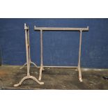 A PAIR OF VICTORIAN CAST IRON TABLE TRESTLES height 73cm width for top 73cm (pitted surface rust)