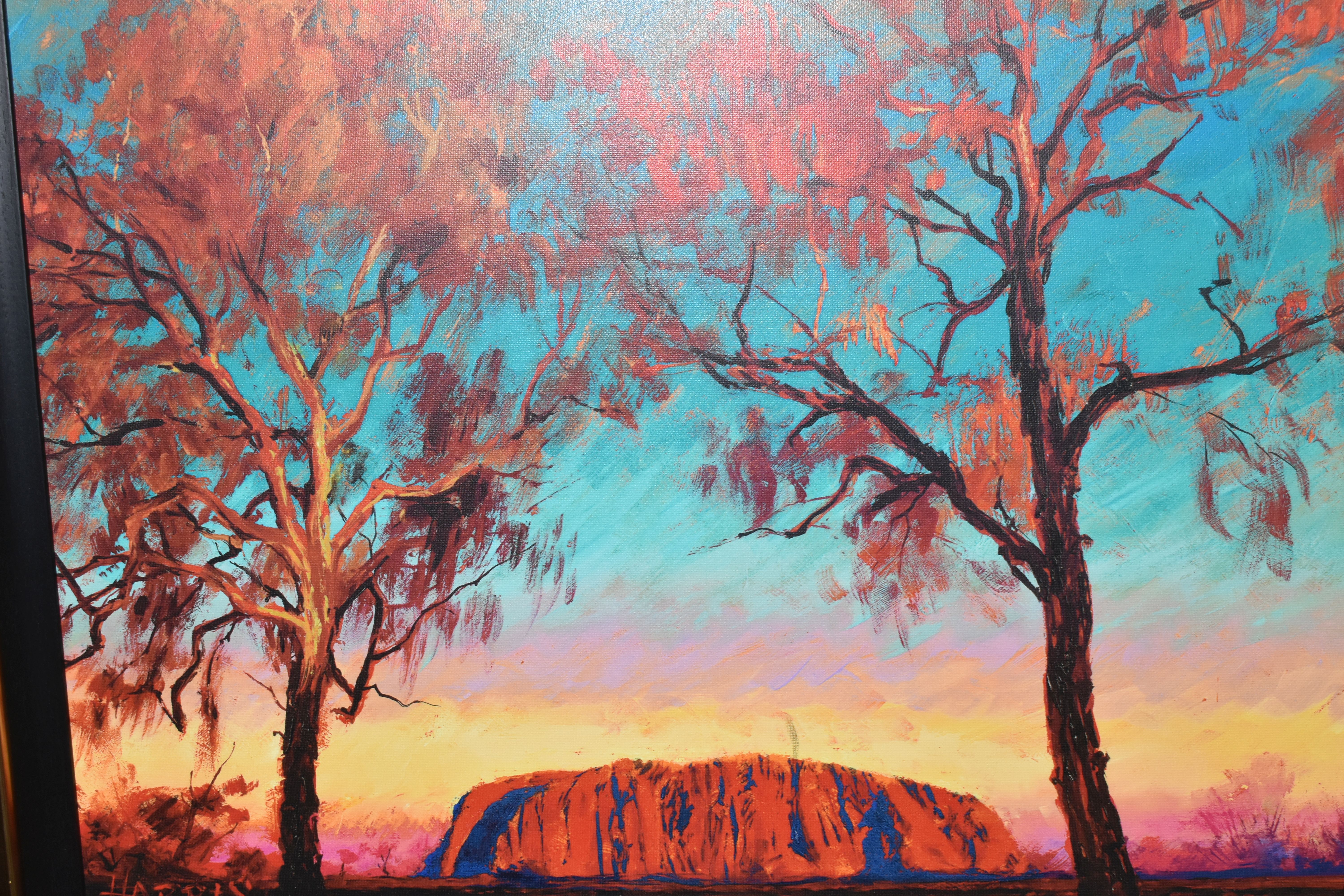 ROLF HARRIS (AUSTRALIA 1930-2023) 'ULURU SUNSET', a signed limited edition print depicting an - Bild 2 aus 3