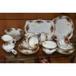 A GROUP OF ROYAL ALBERT 'OLD COUNTRY ROSES' PATTERN TEAWARE, comprising a cake plate, sandwich