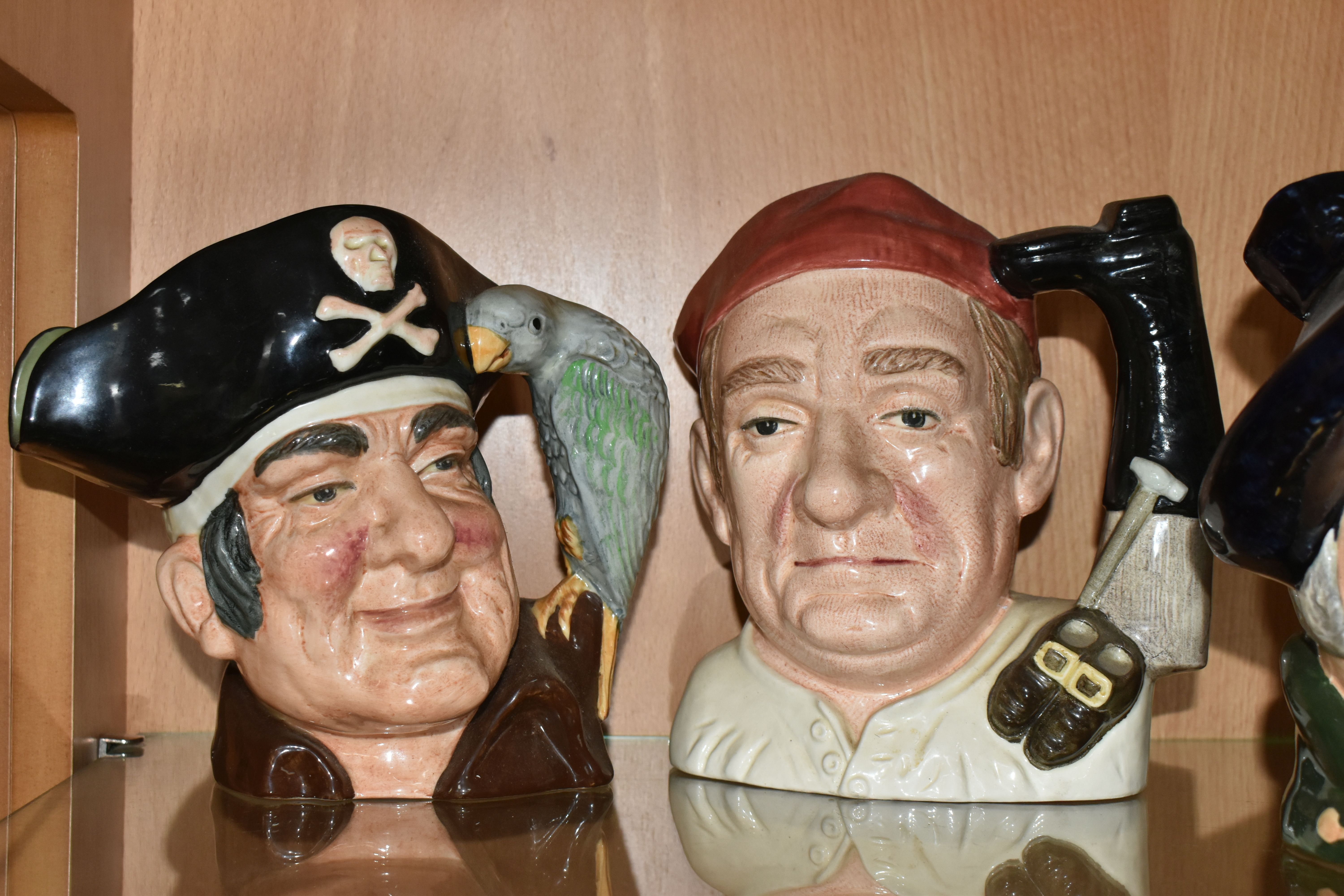 A GROUP OF FIVE ROYAL DOULTON CHARACTER JUGS, comprising Bootmaker D6572, Long John Silver D6335, - Image 5 of 5