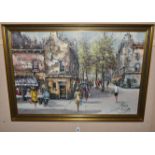 LOUIS CHARLES BASSET (20TH CENTURY) 'PARIS', A PARISIAN STREET SCENE, signed and titled lower right,