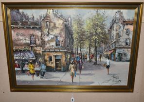 LOUIS CHARLES BASSET (20TH CENTURY) 'PARIS', A PARISIAN STREET SCENE, signed and titled lower right,