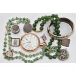 A SELECTION OF JEWELLERY, to include a nephrite jade bead necklace, a further gem necklace, an