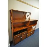 A STARBAY CUBE HARDWOOD VENEERED SECTIONAL BOOKCASE, comprising four open sections with cross