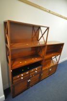 A STARBAY CUBE HARDWOOD VENEERED SECTIONAL BOOKCASE, comprising four open sections with cross