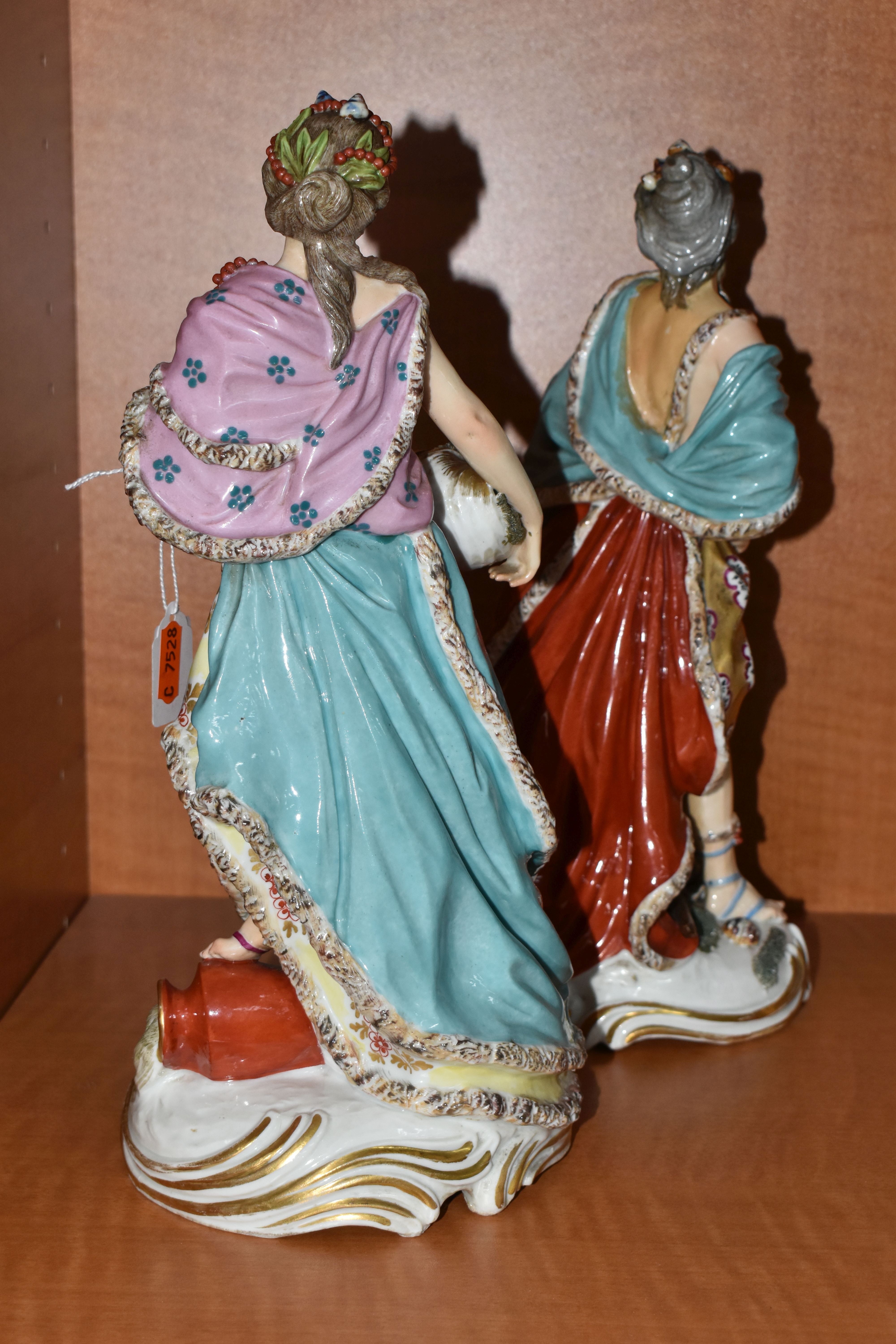 A PAIR OF 19TH CENTURY CONTINENTAL PORCELAIN FIGURES OF POSEIDEN AND AMPHITRITE, both modelled as - Image 5 of 10