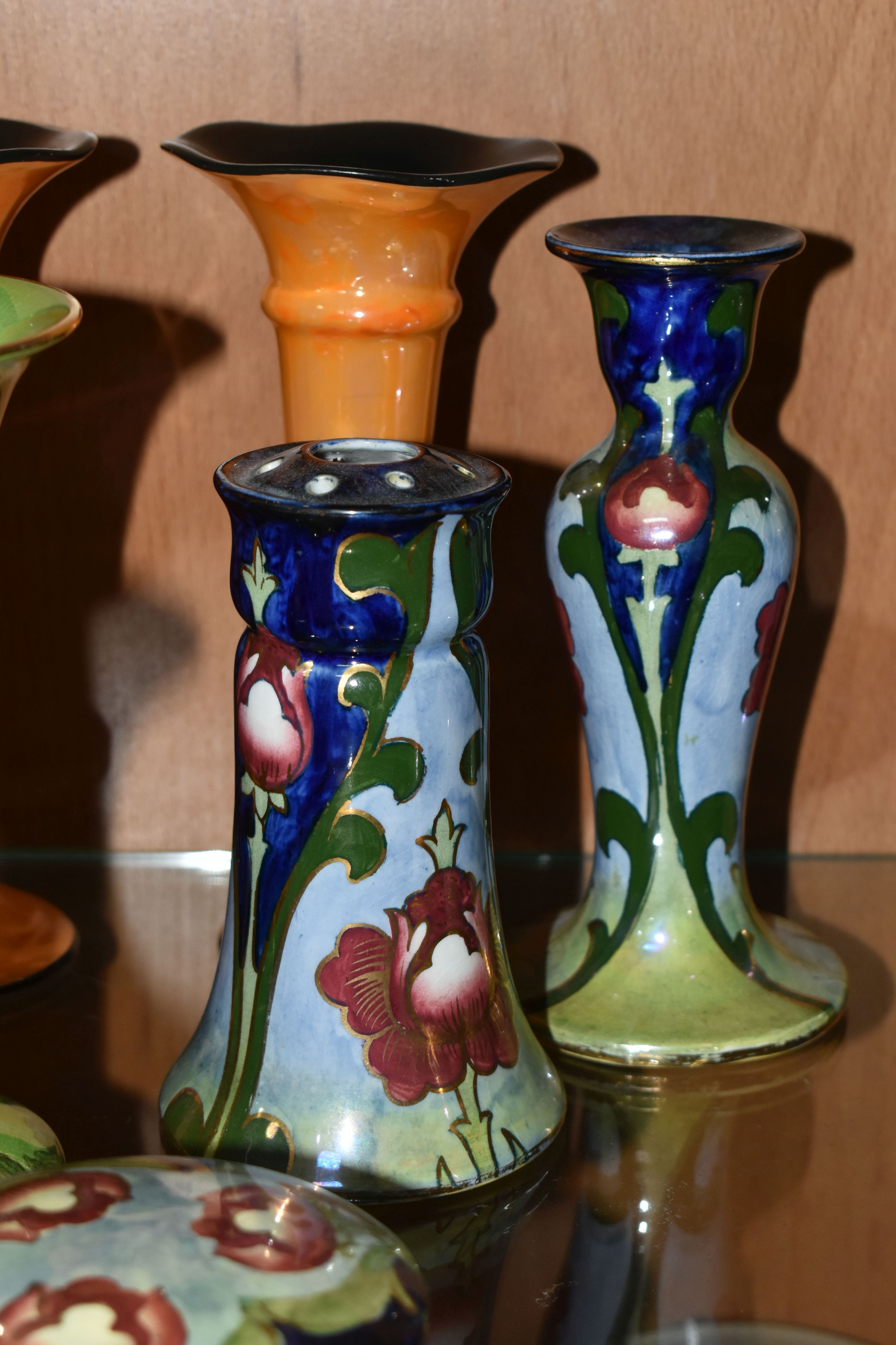 A GROUP OF LUSTRE WARE VASES, ETC, to include a Burleigh Ware Charlotte Rhead vase decorated with - Image 5 of 9