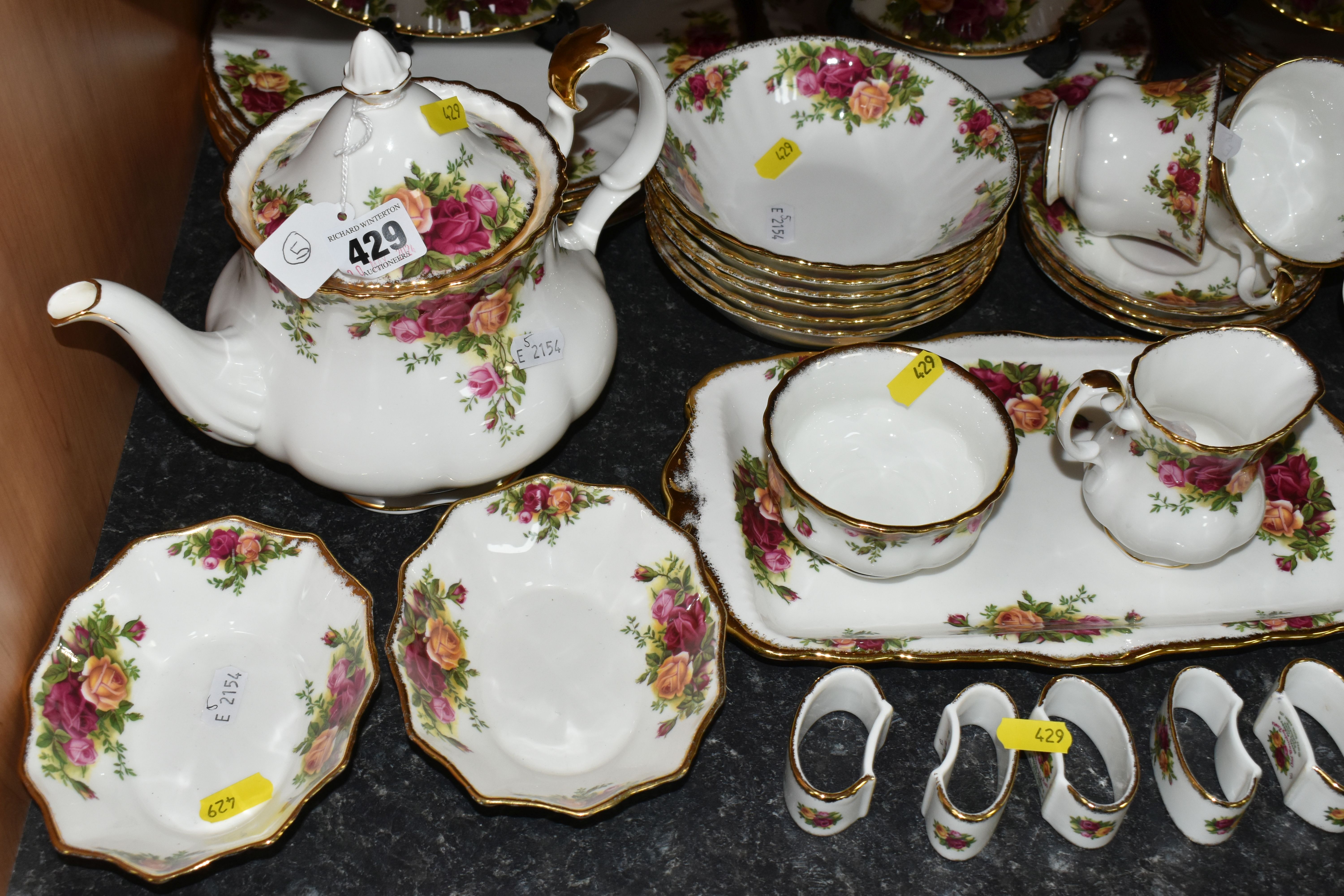 A LARGE QUANTITY OF ROYAL WORCESTER 'OLD COUNTRY ROSES' PATTERN TEAWARE, comprising one teapot, - Image 2 of 5