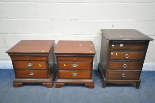 A STAG MINSTREL FOUR DRAWER BEDSIDE CHEST, along with a pair of cherrywood bedside cabinets, with