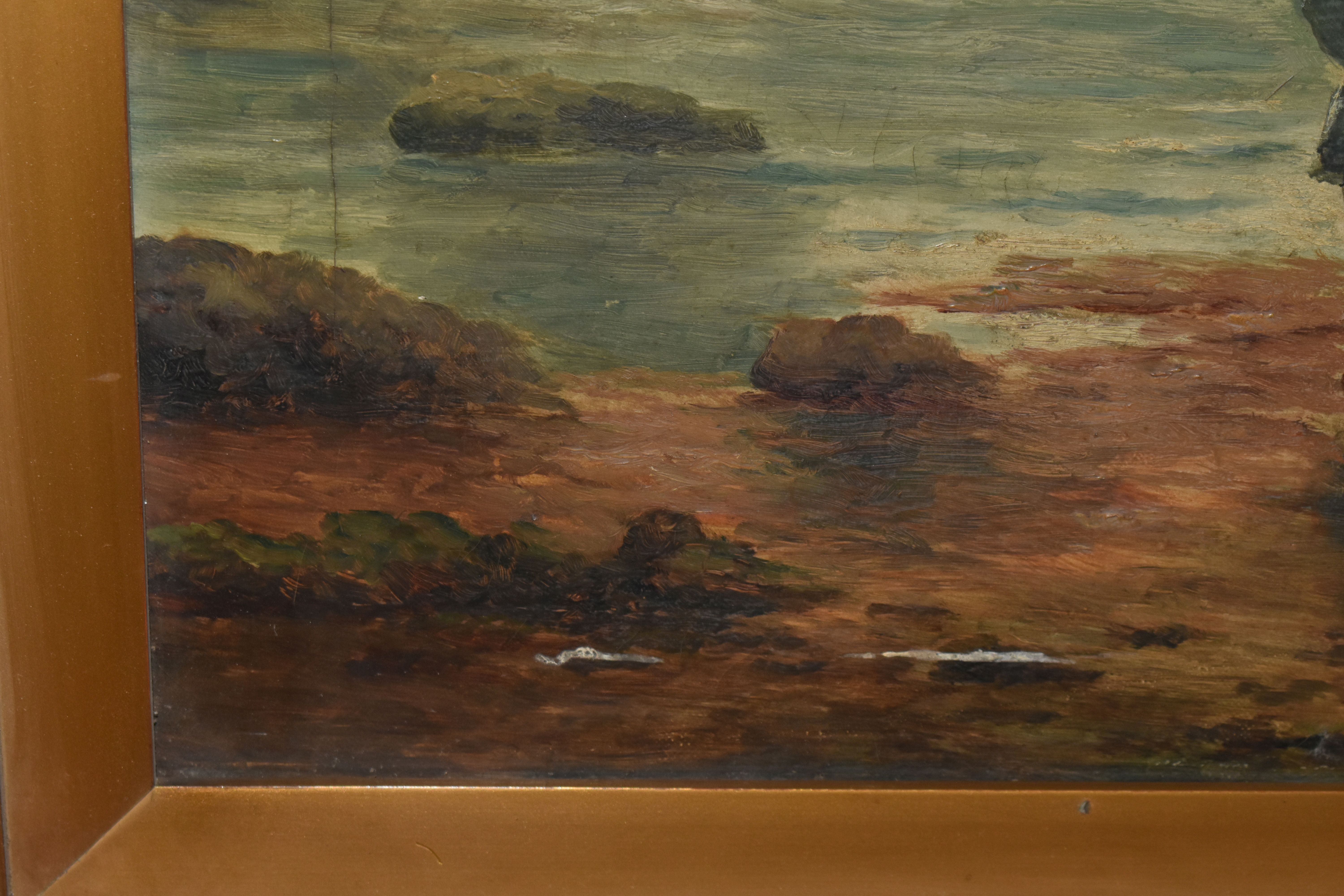 TWO UNSIGNED EARLY 20TH CENTURY COASTAL LANDSCAPES, the first depicts three figures on a beach - Image 10 of 11