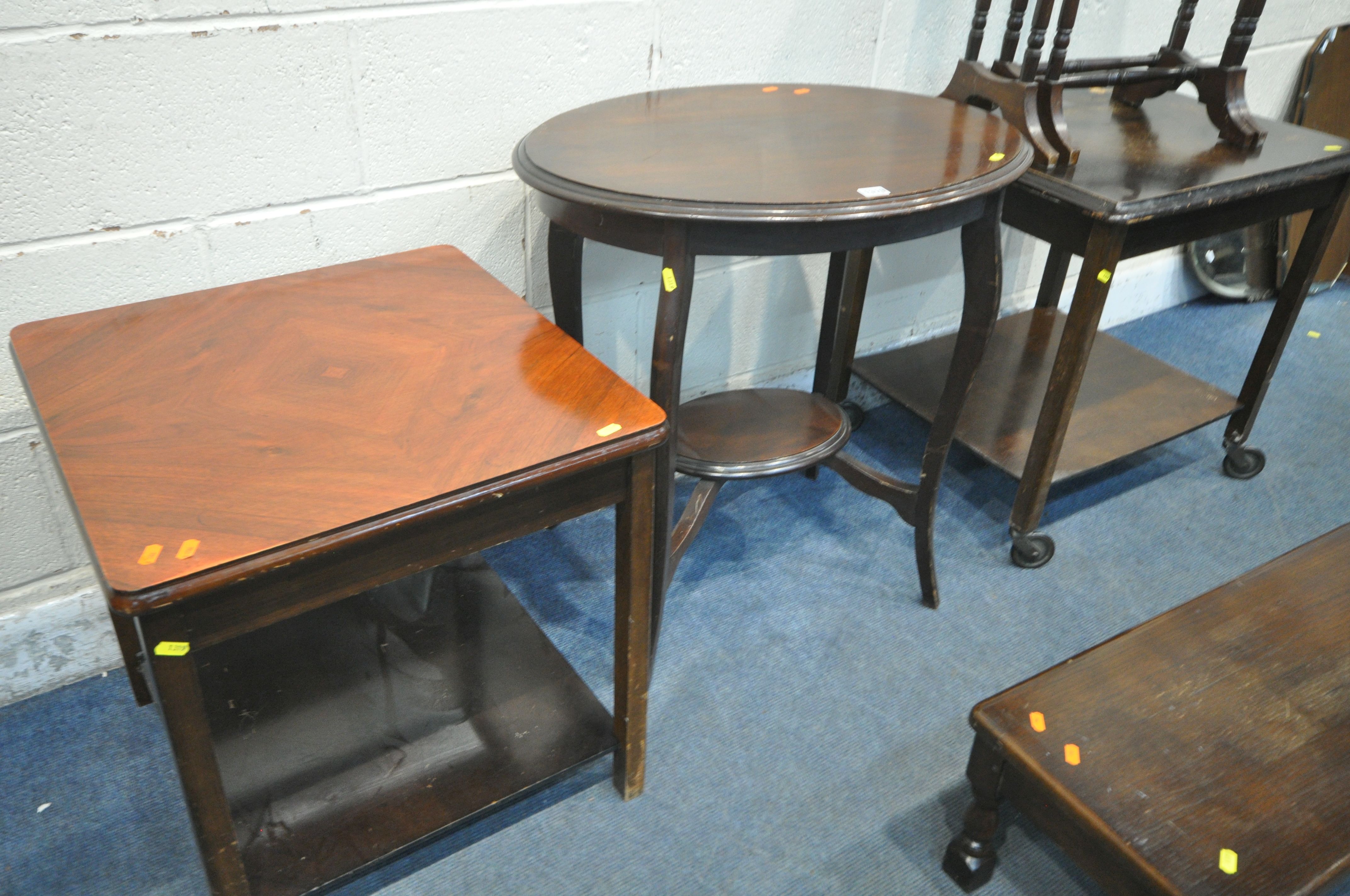 A SELECTION OF OCCASIONAL FURNITURE, to include an Edwardian oval occasional table, a square - Image 2 of 3