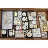 A BOX OF ASSORTED WATCH PARTS, to include a large selection of watch movements, names to include