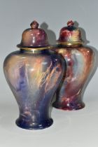 TWO WILKINSON'S ROYAL STAFFORDSHIRE ORIFLAMME COVERED GINGER JARS, of similar baluster form, with