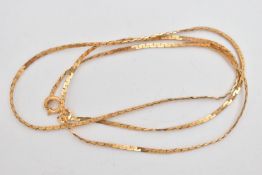 A 9CT GOLD FLAT ARTICULATED CHAIN, fitted with a spring clasp, hallmarked 9ct Birmingham import,
