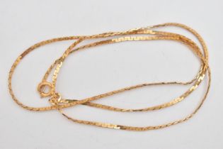 A 9CT GOLD FLAT ARTICULATED CHAIN, fitted with a spring clasp, hallmarked 9ct Birmingham import,