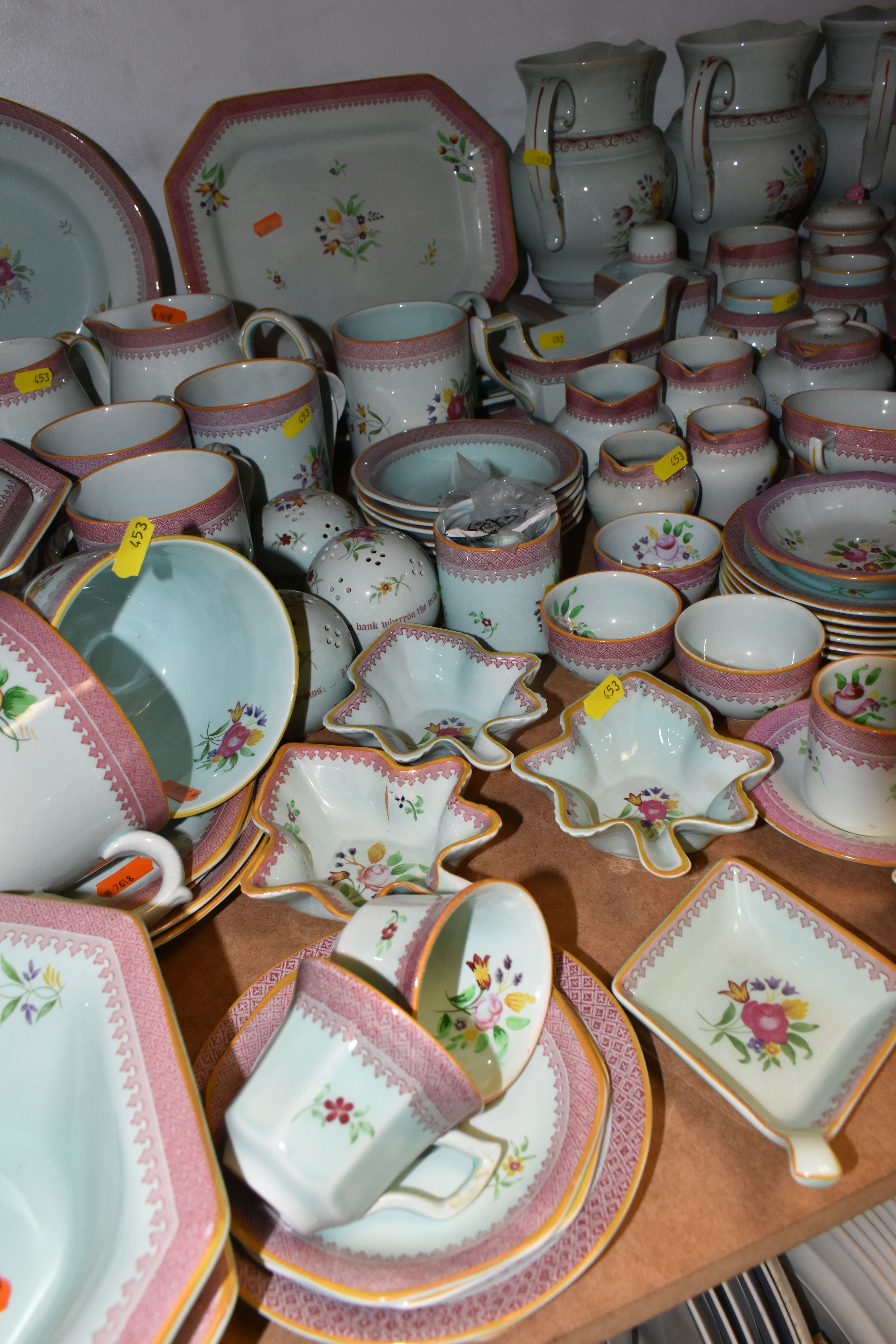 A LARGE ADAMS TEA AND DINNER SET IN HAND-PAINTED 'CALYX WARE' PATTERN to include coffee cups, - Image 3 of 6