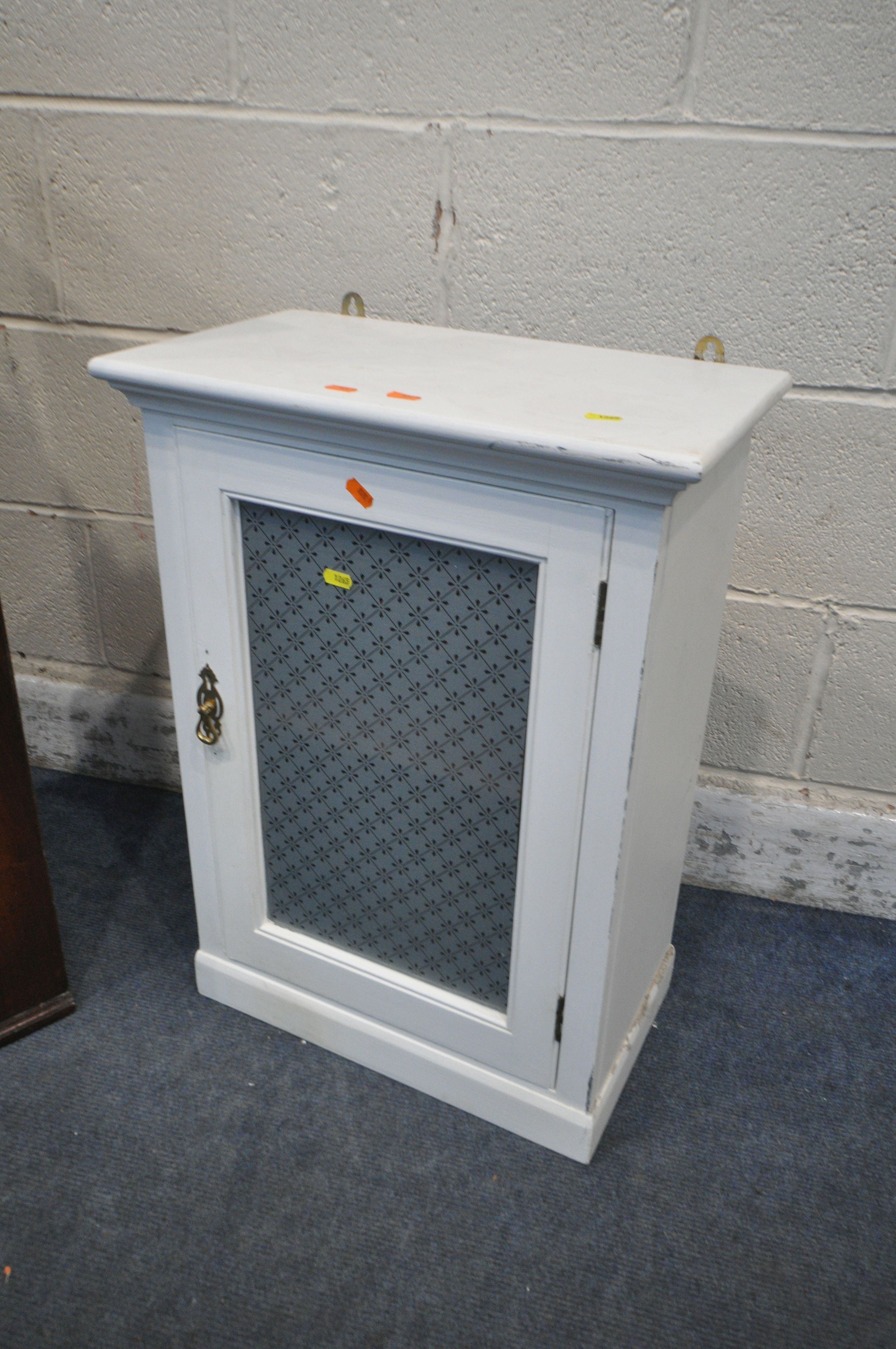 A GEORGIAN MAHOGANY GLAZED SINGLE DOOR CORNER CUPBOARD, and a painted single door unit (condition - Image 2 of 3