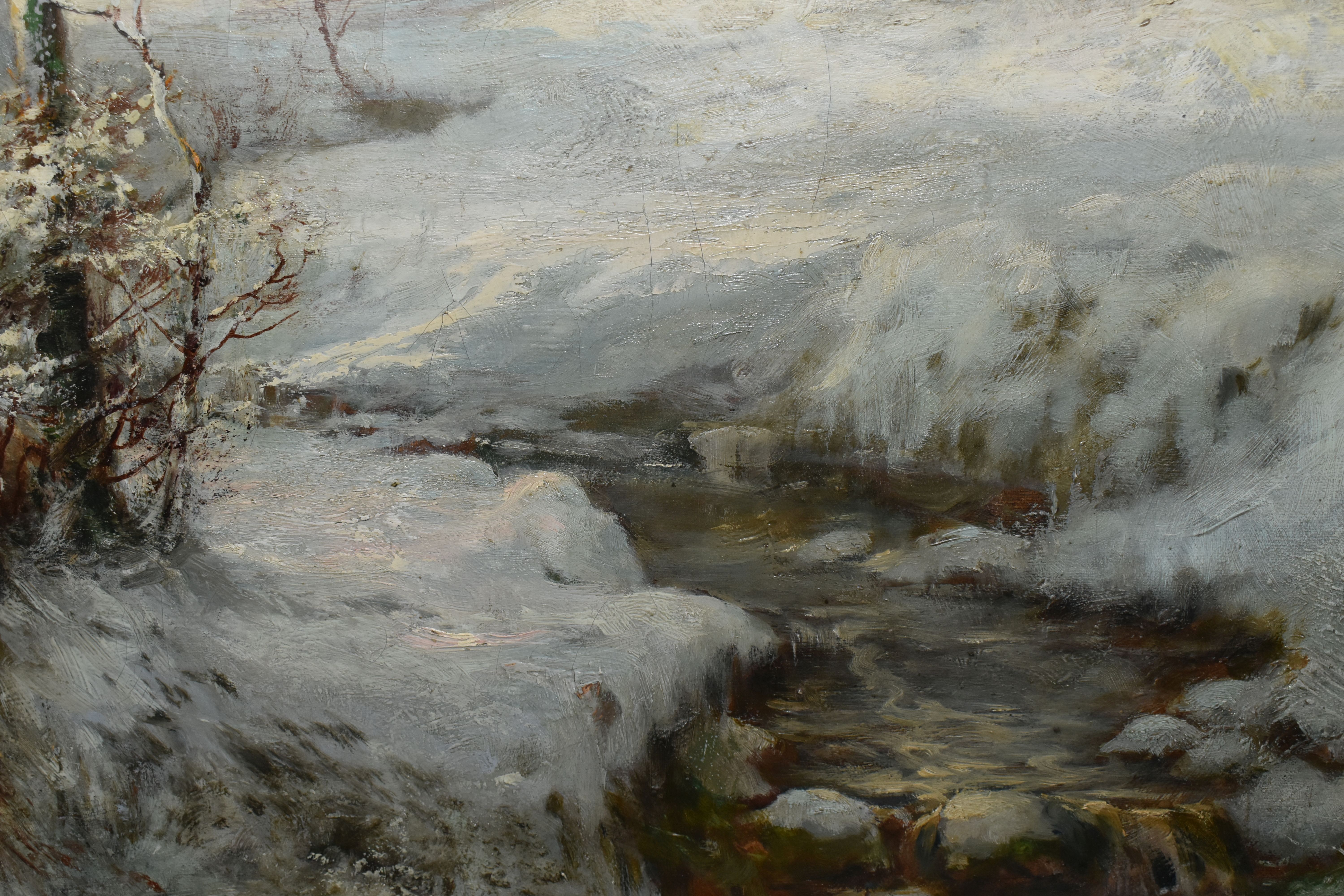 AUSTIN WINTERBOTTOM (1860-1919) TWO WINTER LANDSCAPES, the first depicts a stream running through - Image 9 of 10