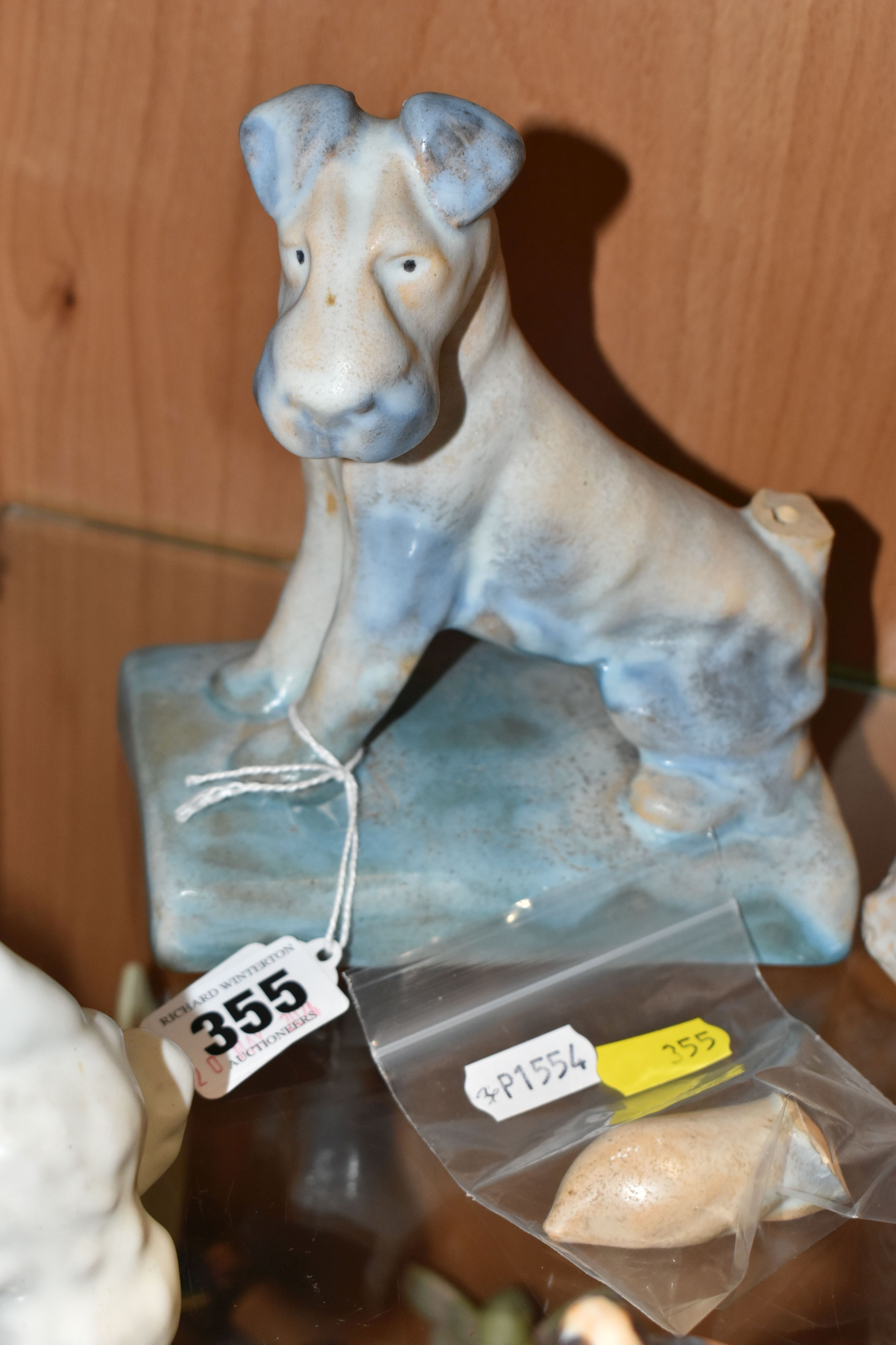 FOUR BOURNE DENBY DOGS c1930, comprising a Danesby Ware bookend in the form of a terrier (broken - Image 6 of 7