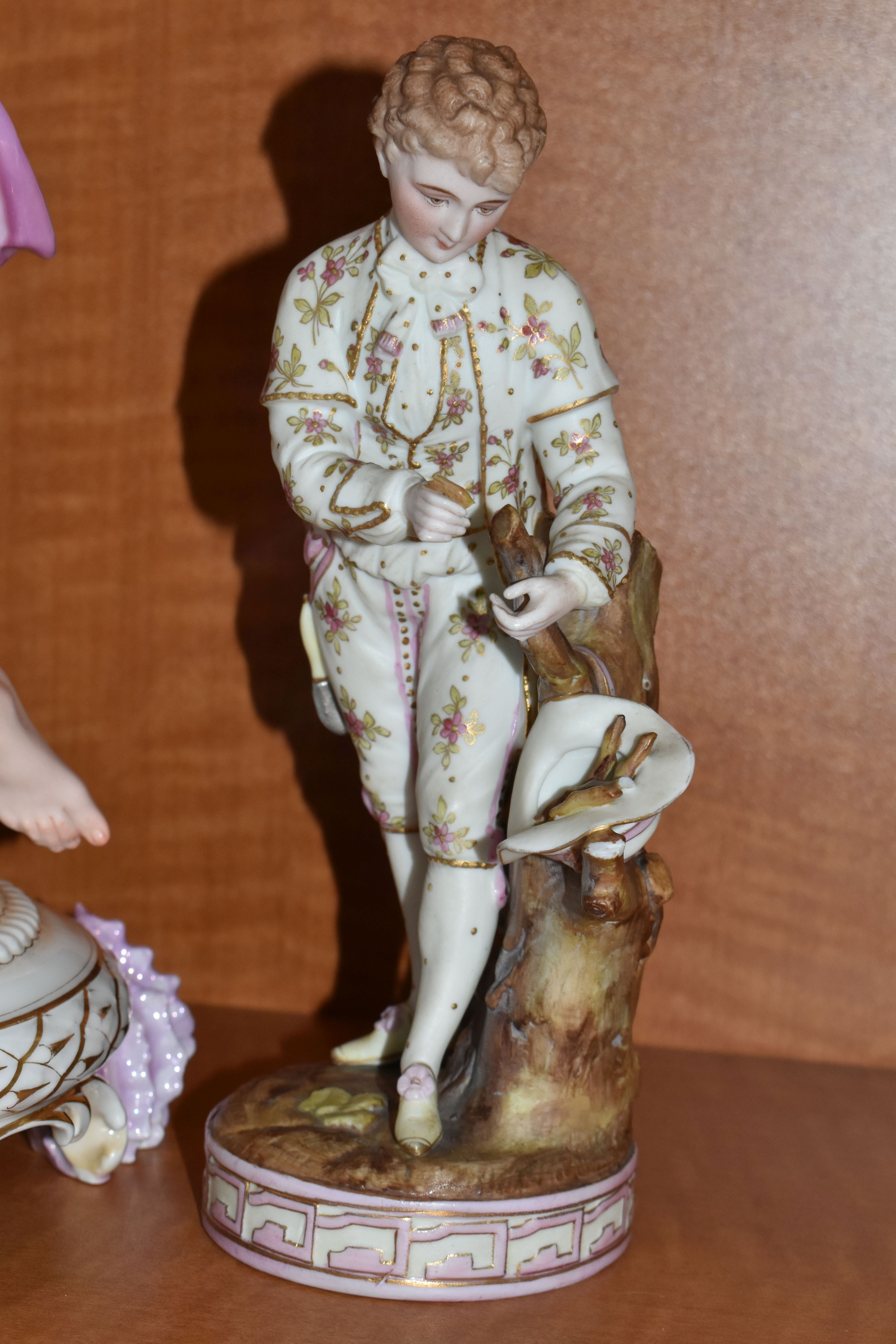 THREE LATE 19TH / EARLY 20TH CENTURY CONTINENTAL PORCELAIN FIGURES, comprising a French - Image 3 of 10